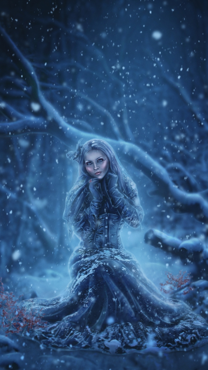 Download mobile wallpaper Winter, Fantasy, Snow, Women for free.
