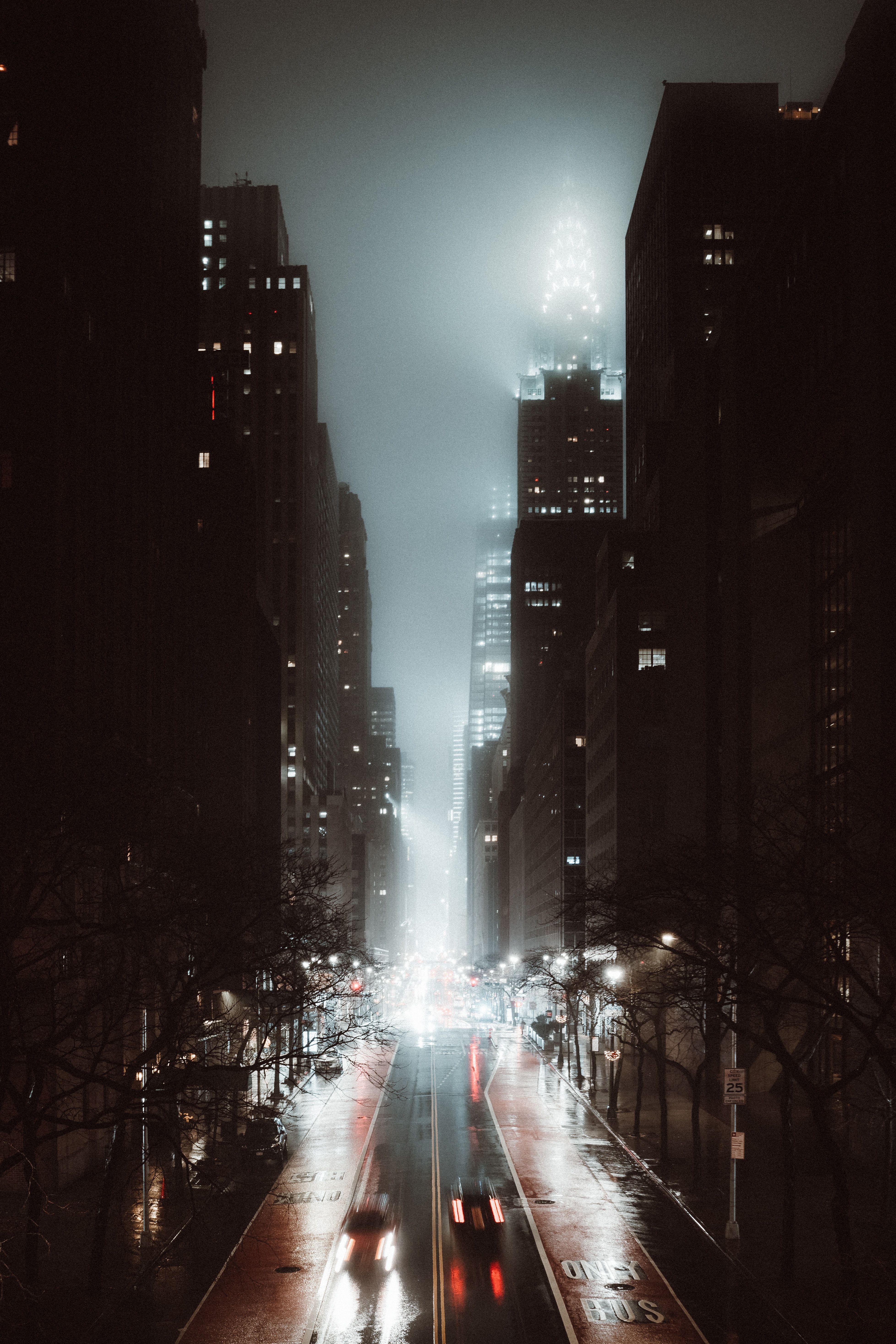 PCデスクトップに市, 上から見る, 通り, 都市, ナイト, 霧画像を無料でダウンロード