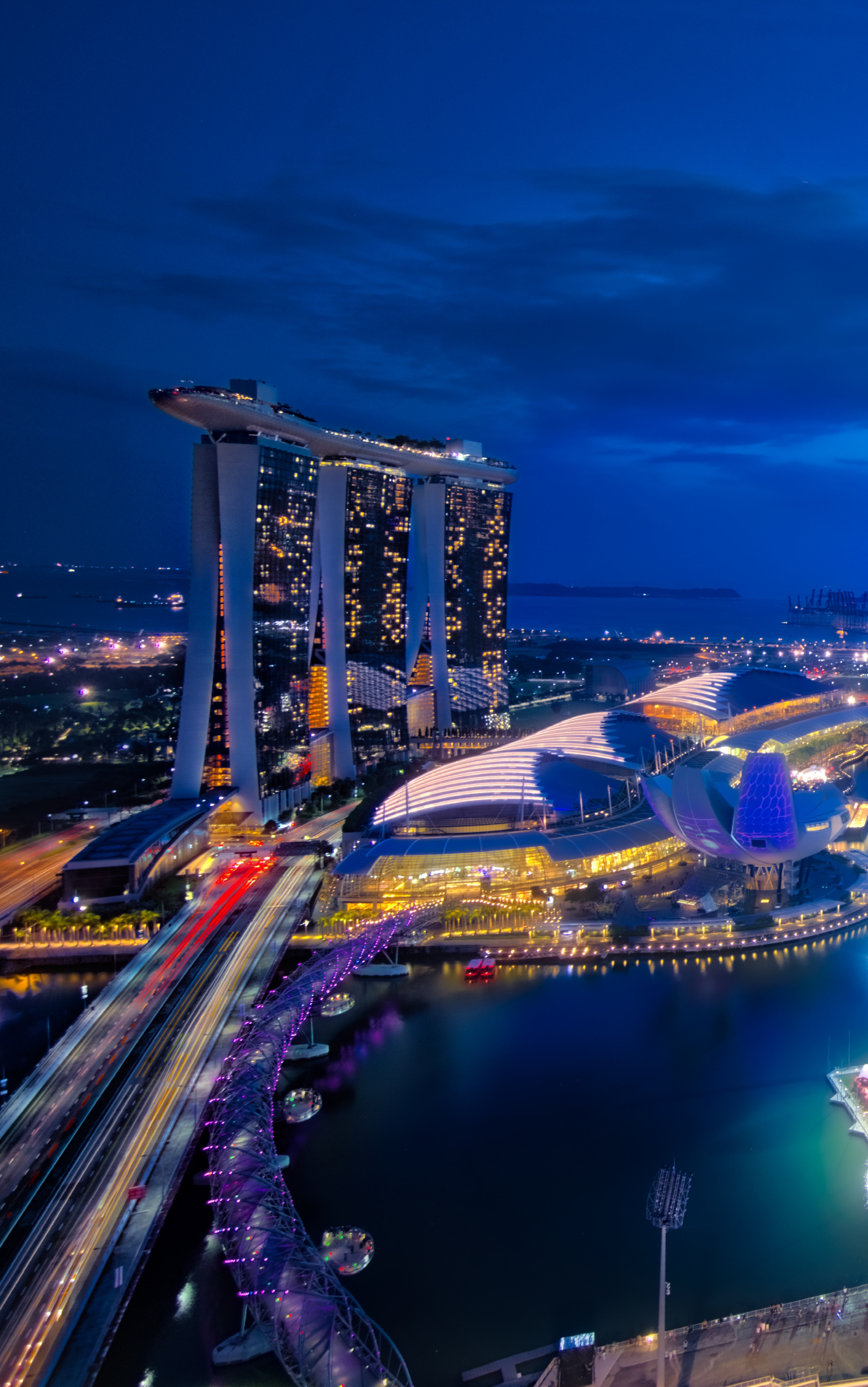 Laden Sie das Städte, Stadt, Wolkenkratzer, Gebäude, Stadtbild, Singapur, Nacht, Menschengemacht, Großstadt-Bild kostenlos auf Ihren PC-Desktop herunter