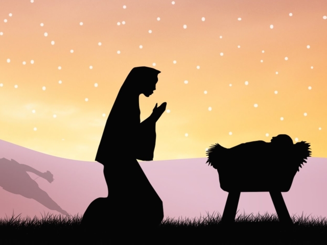 Скачать картинку Звезды, Луна, Иисус, Рождество, Праздничные, Мария (Мать Иисуса) в телефон бесплатно.