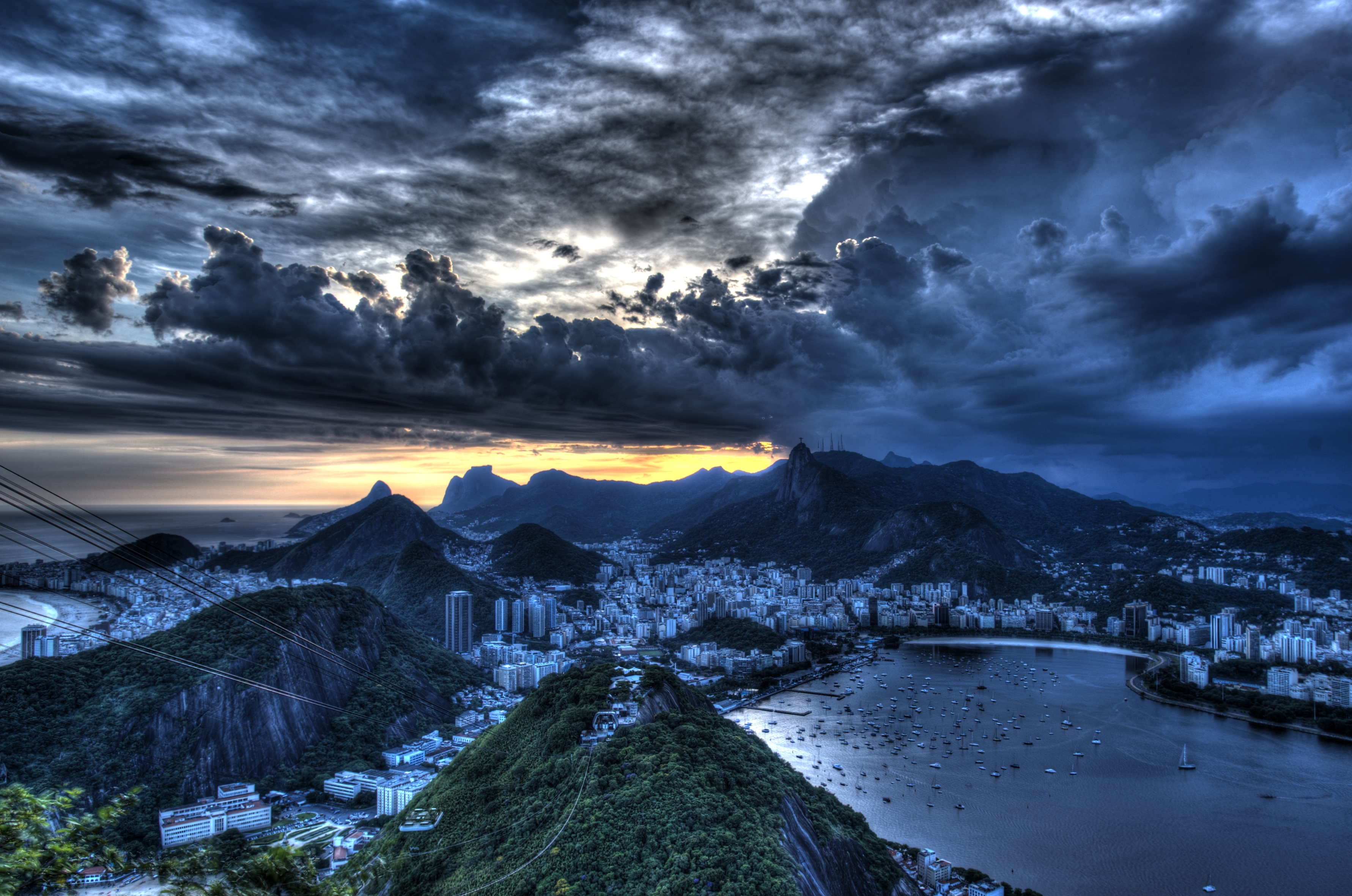 Скачать обои бесплатно Города, Небо, Облака, Рио Де Жанейро, Бразилия, Сделано Человеком картинка на рабочий стол ПК