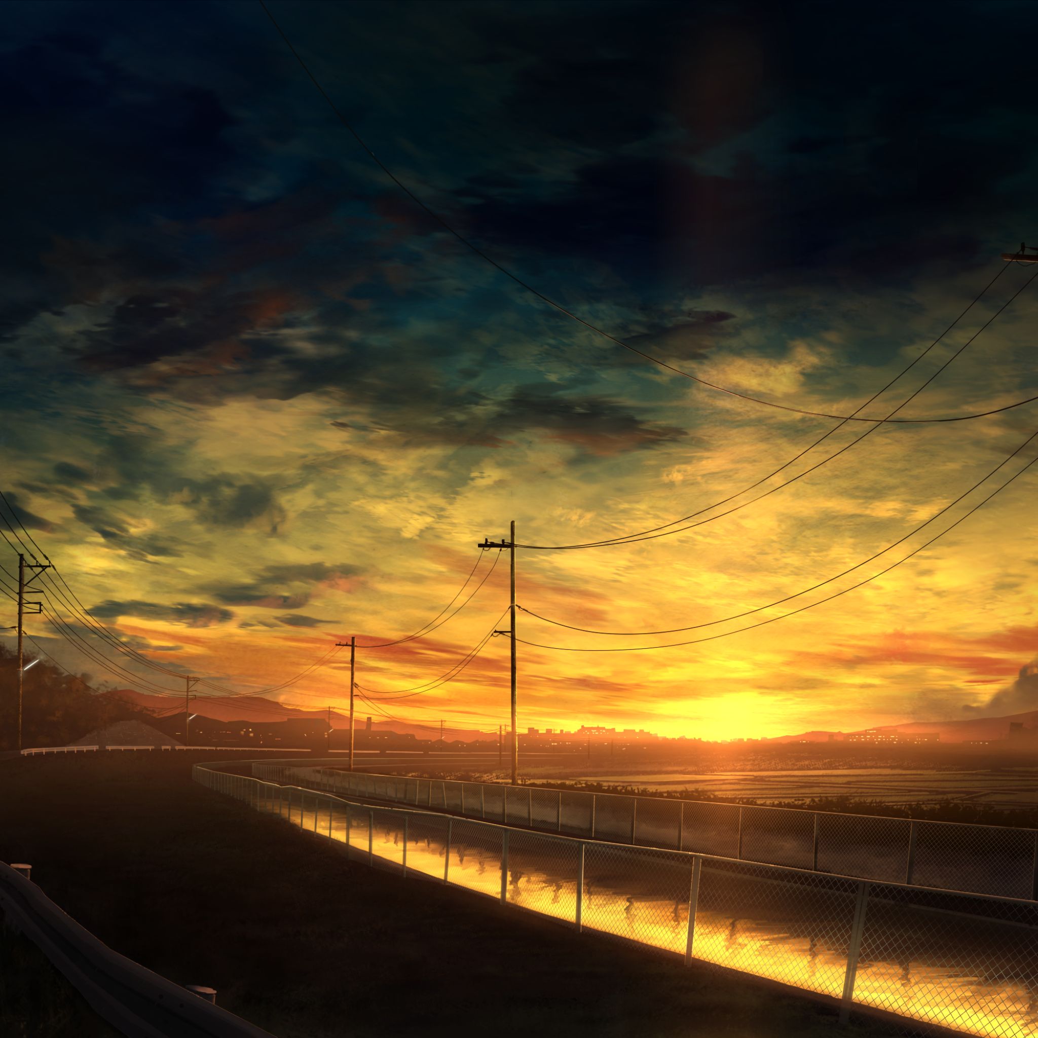 Download mobile wallpaper Anime, Sunset, Sky for free.