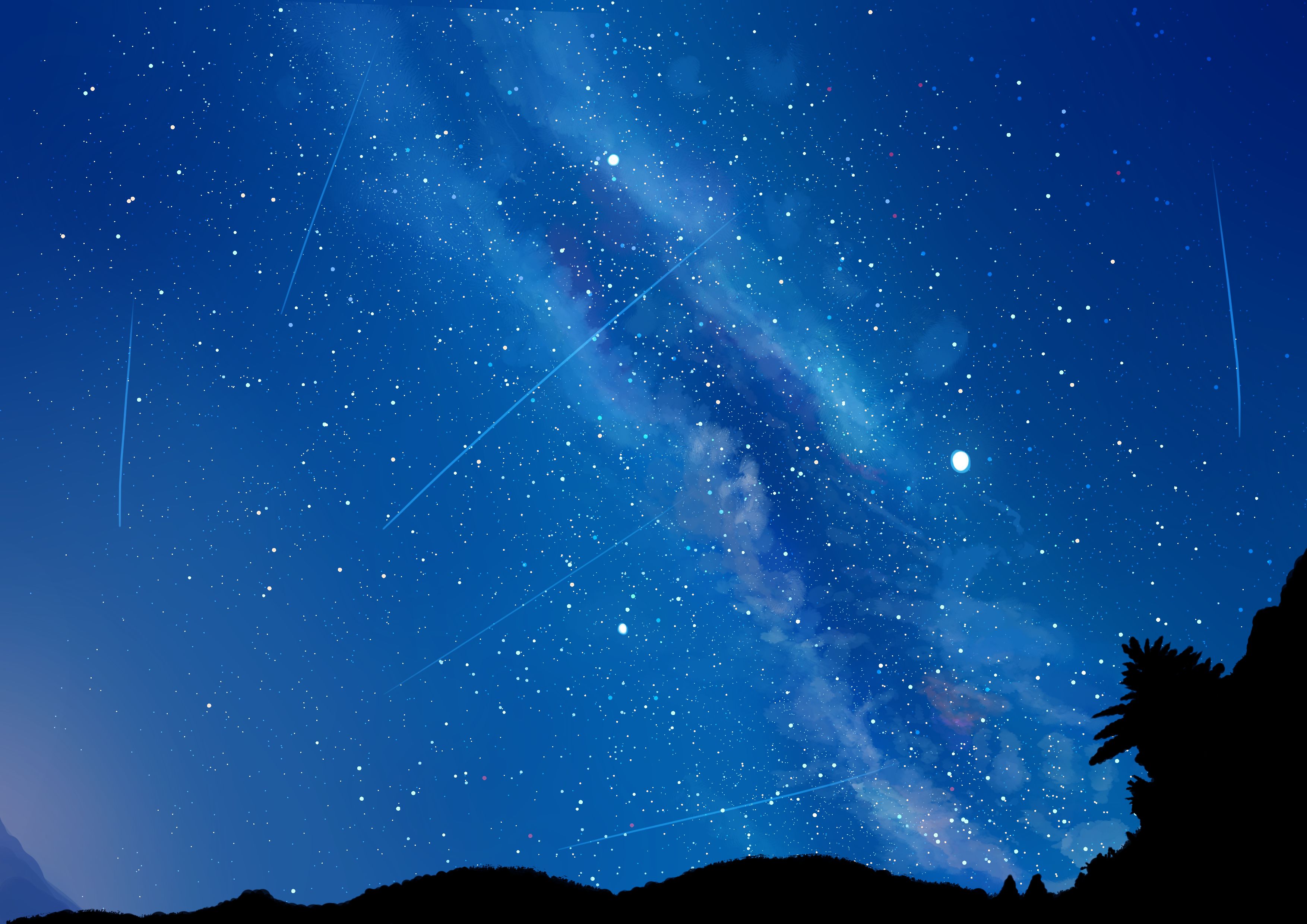 Скачать картинку Аниме, Звезды, Ночь, Комета, Оригинал, Аврора Австралис в телефон бесплатно.