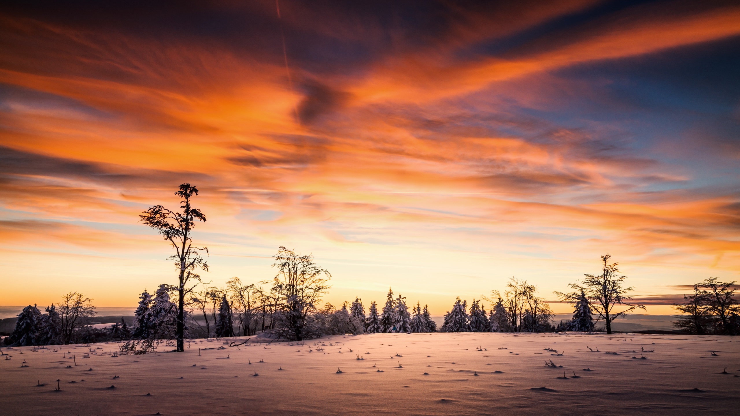 Download mobile wallpaper Winter, Nature, Sunset, Sky, Earth for free.