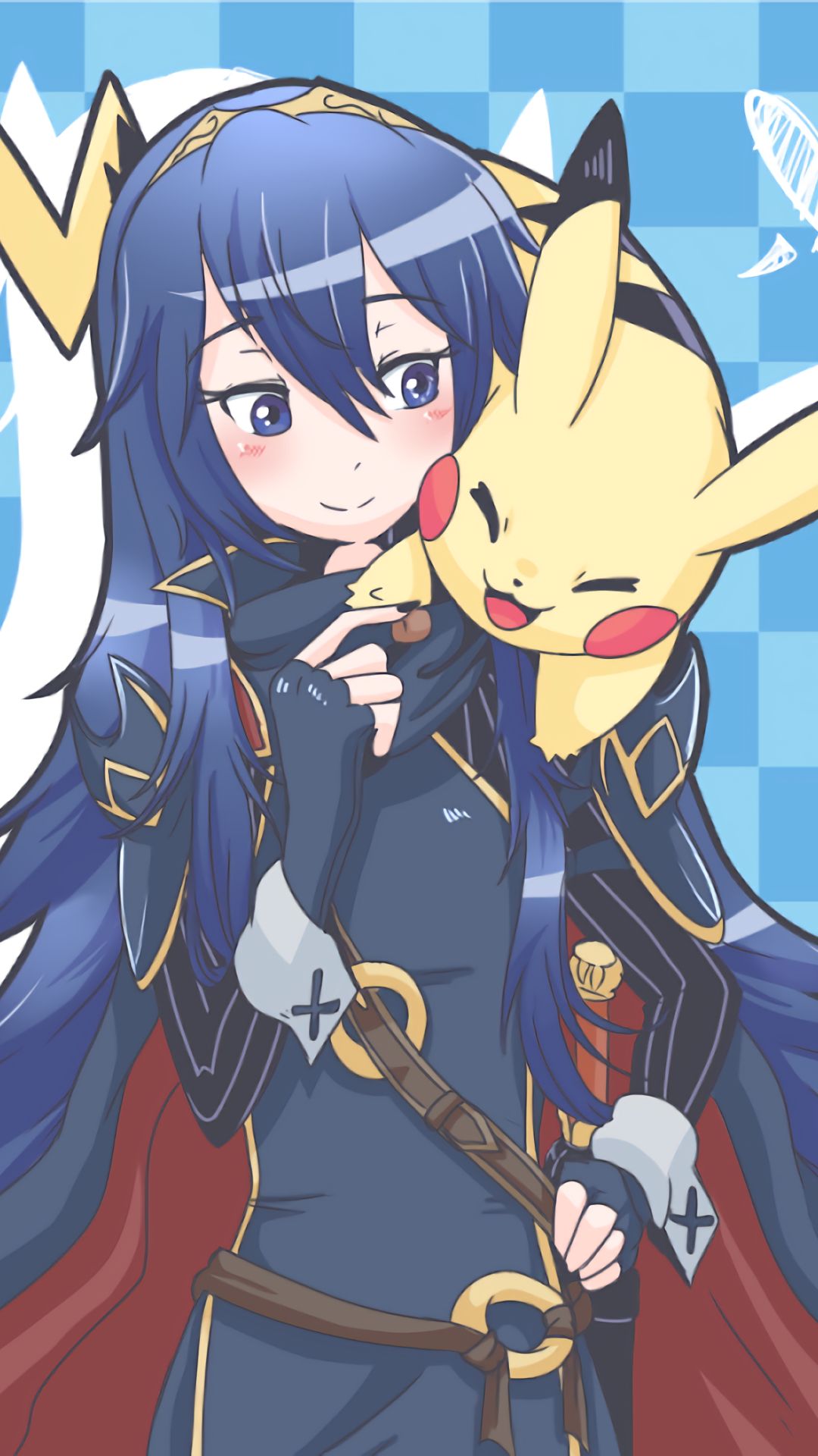 anime, crossover, fire emblem, pokémon, pikachu, blue, lucina (fire emblem)