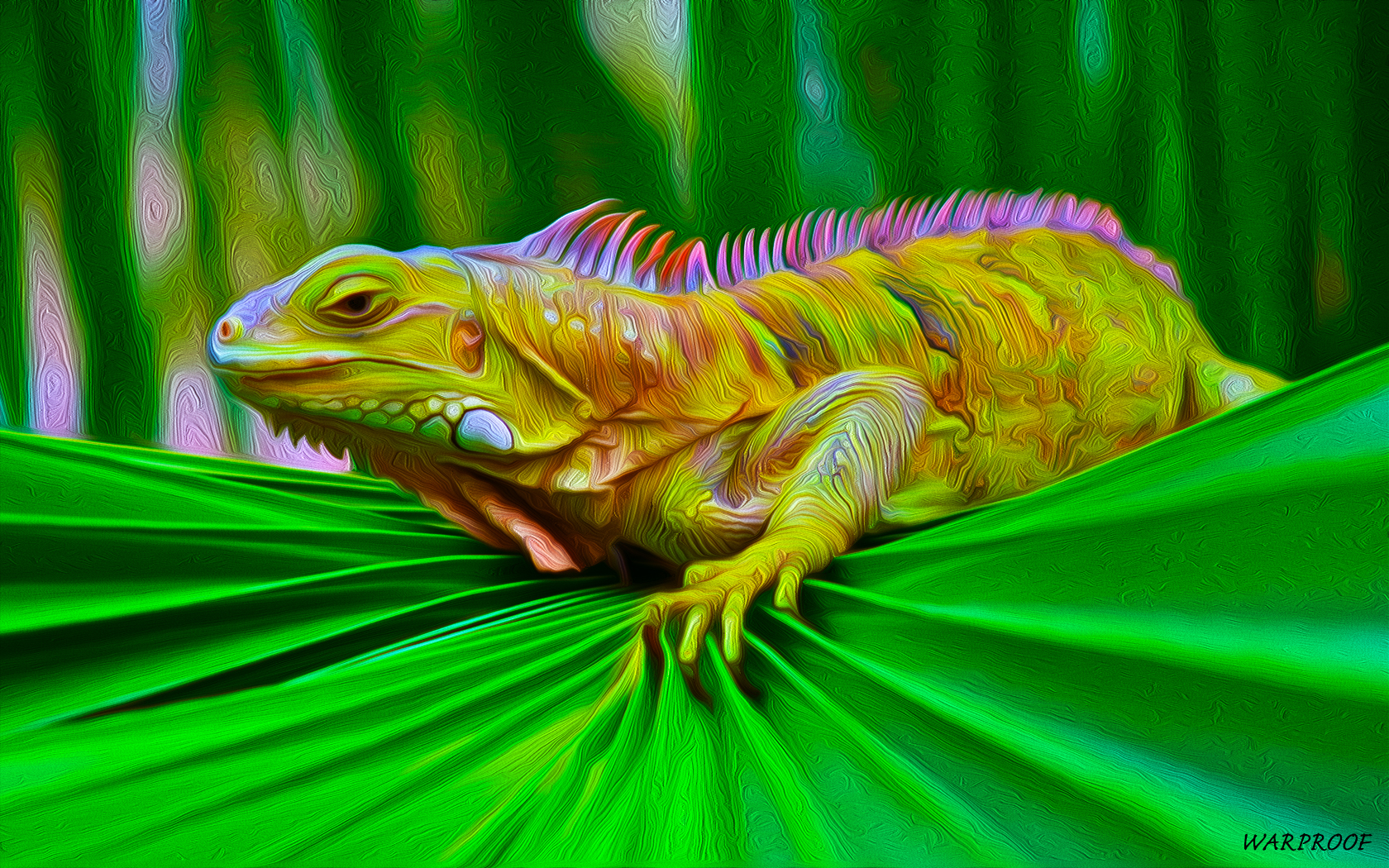 Download mobile wallpaper Iguana, Oil Painting, Reptiles, Animal for free.