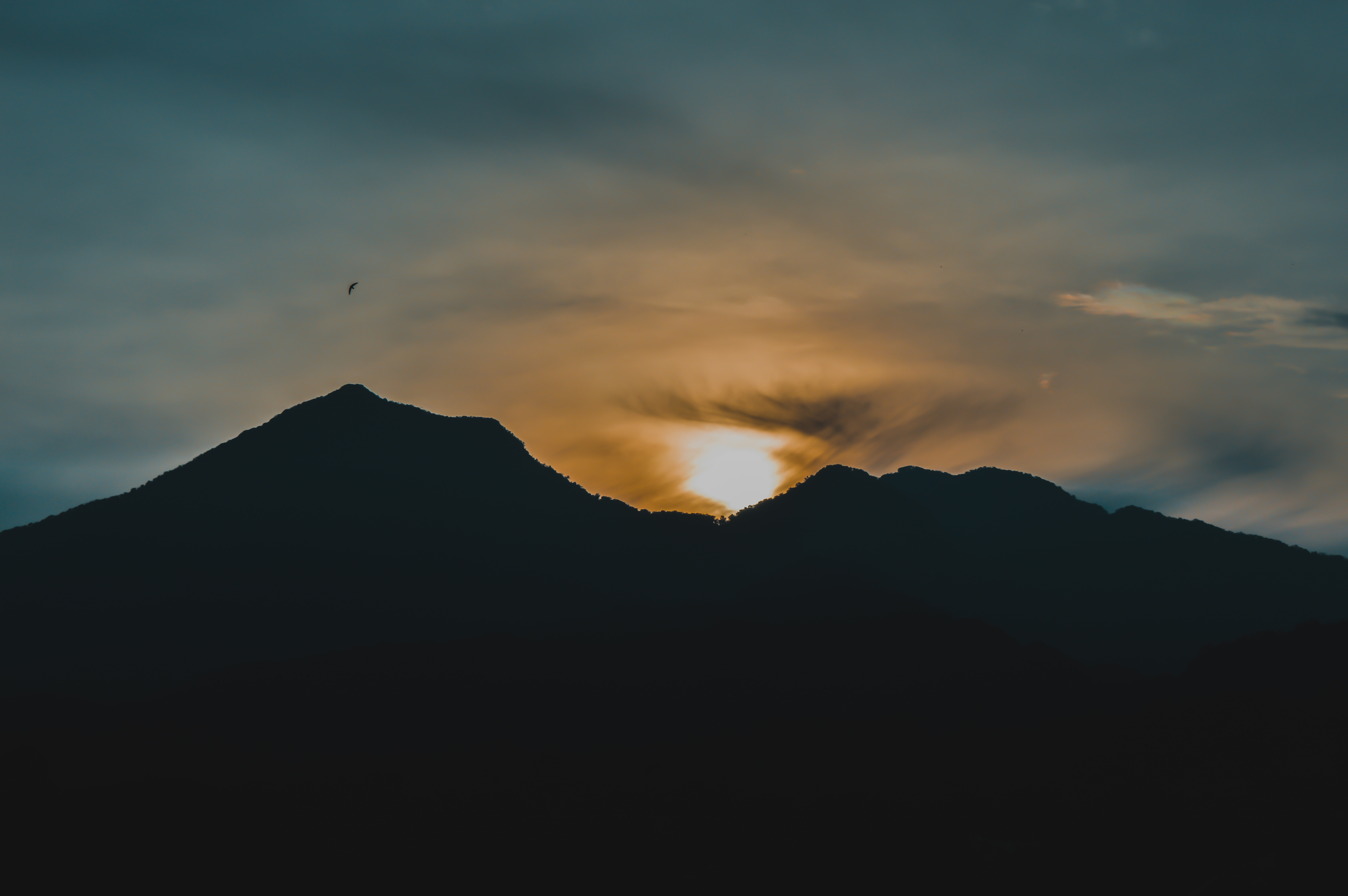 Free download wallpaper Sunset, Mountains, Dark on your PC desktop