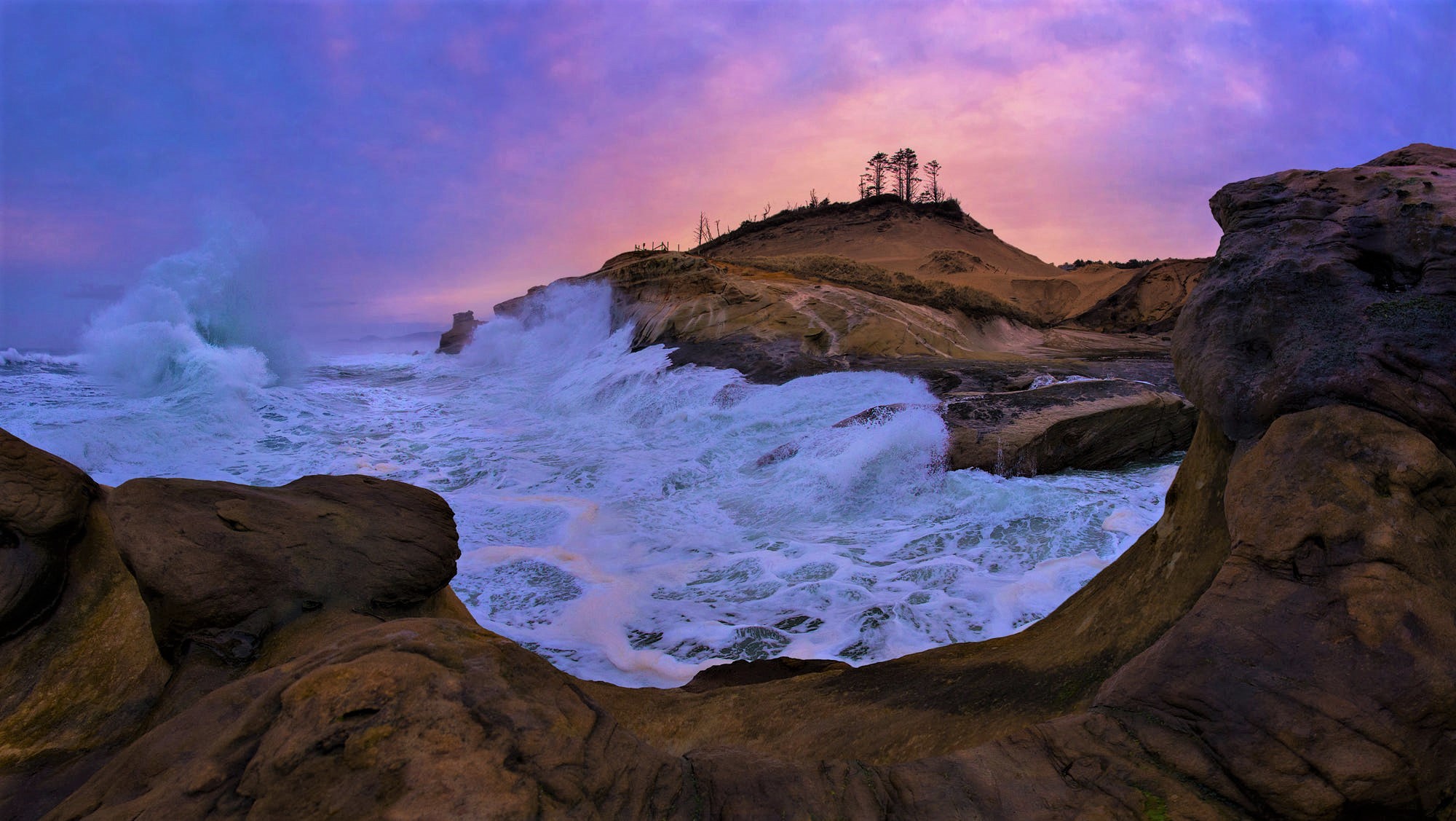 Descarga gratuita de fondo de pantalla para móvil de Mar, Árbol, Océano, Atardecer, Tierra/naturaleza.