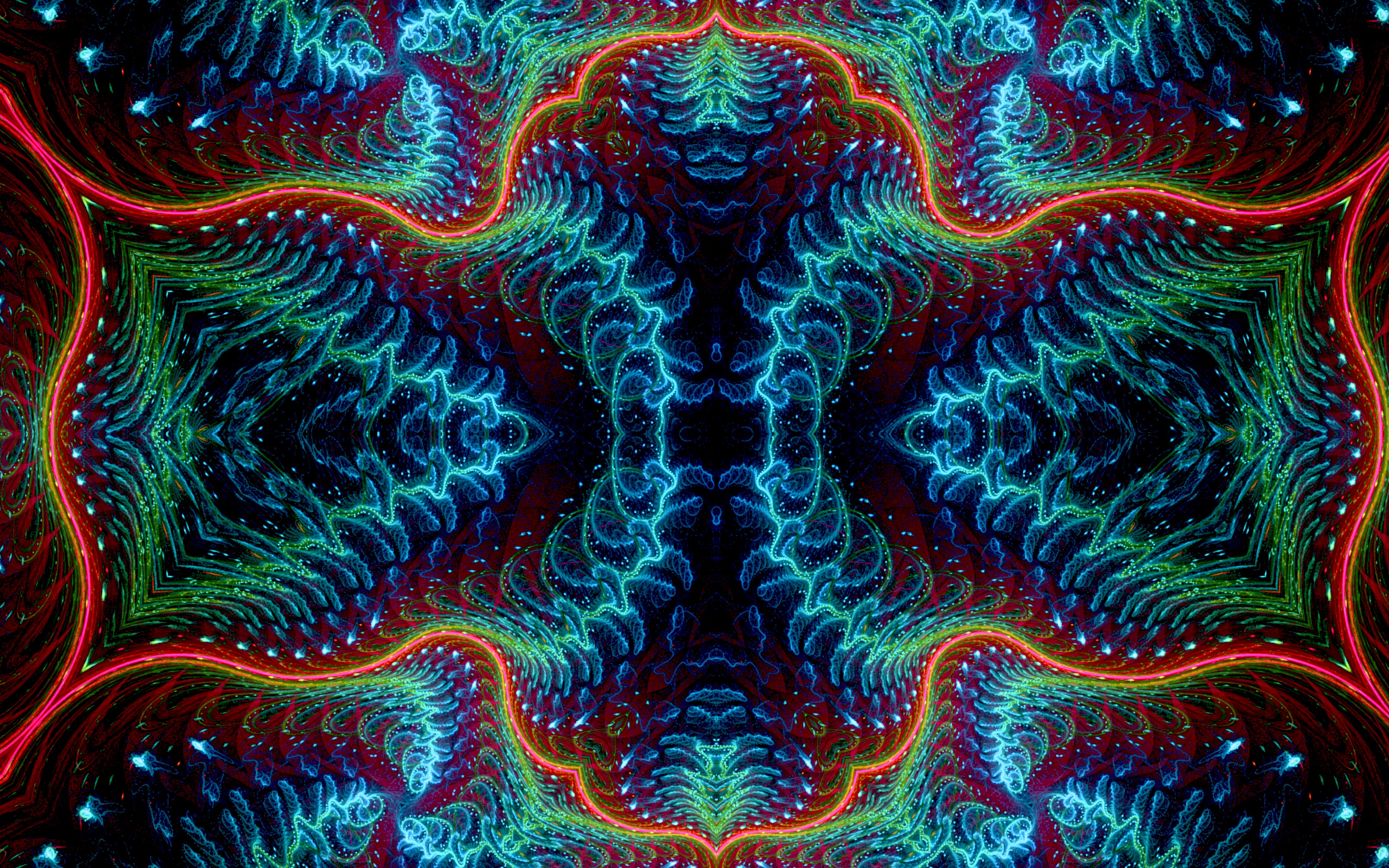 Desktop FHD abstract, bright, fractal, glow, confused, intricate