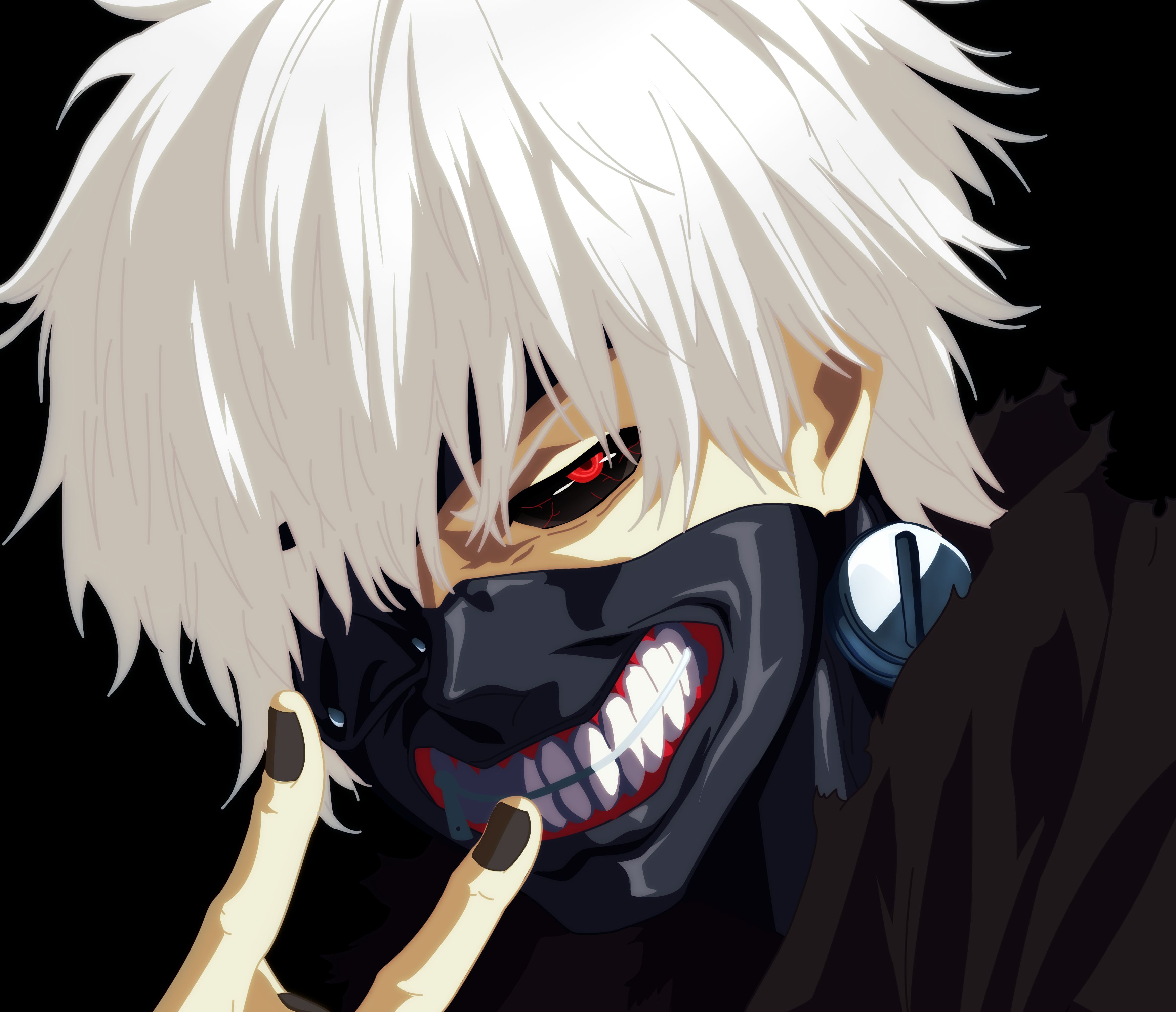 Download mobile wallpaper Anime, Mask, Teeth, Red Eyes, White Hair, Tokyo Ghoul:re, Ken Kaneki, Tokyo Ghoul for free.