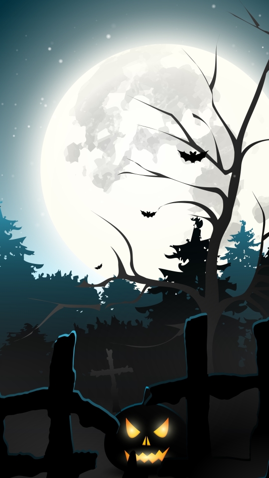 Download mobile wallpaper Halloween, Holiday, Full Moon, Jack O' Lantern for free.