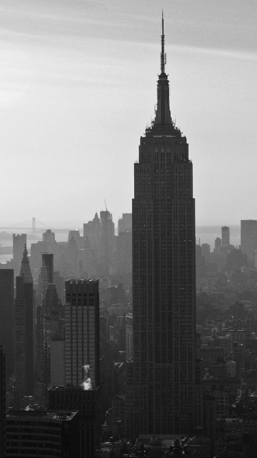 Download mobile wallpaper Cities, City, Building, New York, Empire State Building, Man Made, Black & White for free.