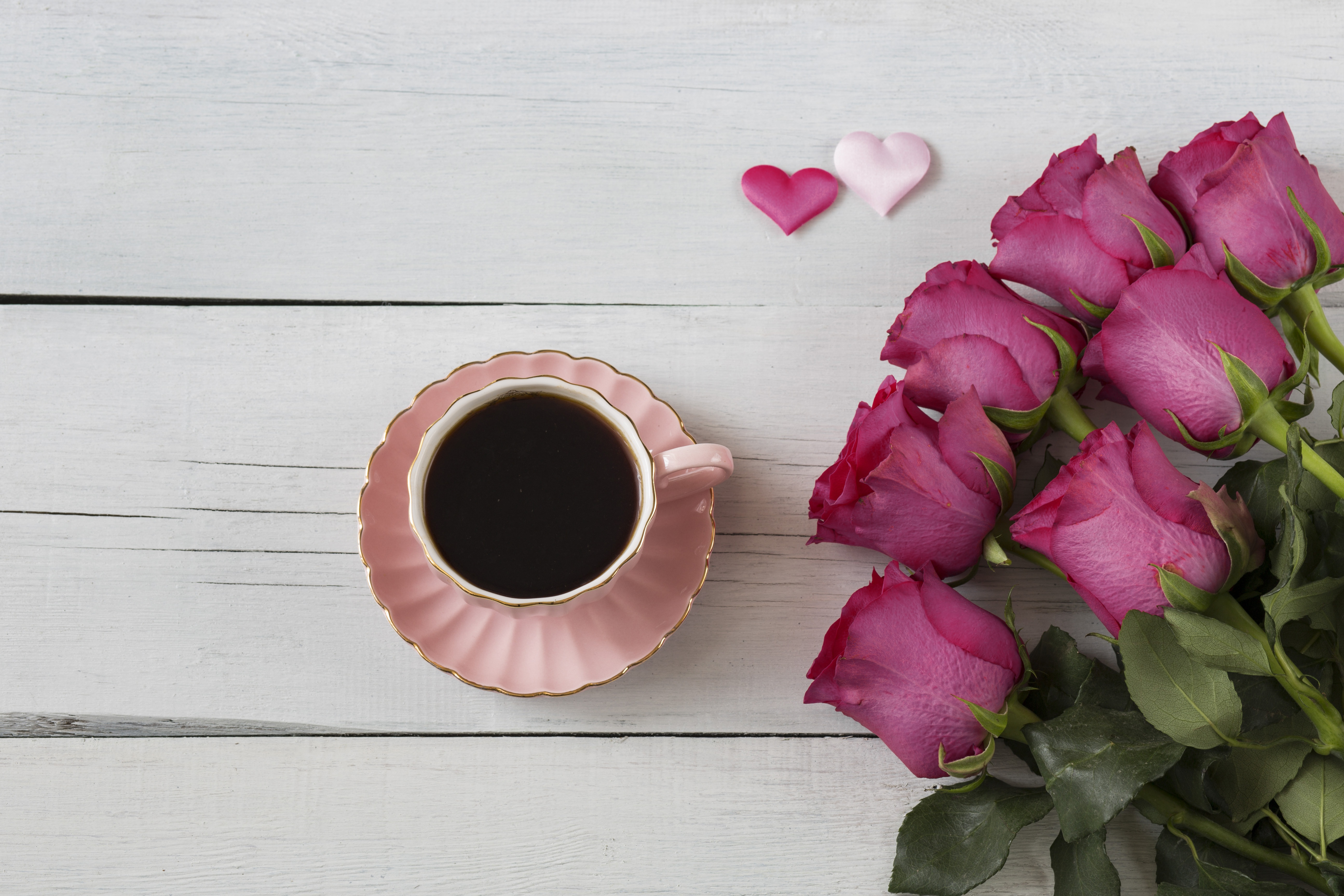 Download mobile wallpaper Food, Coffee, Rose, Cup, Drink, Pink Flower for free.