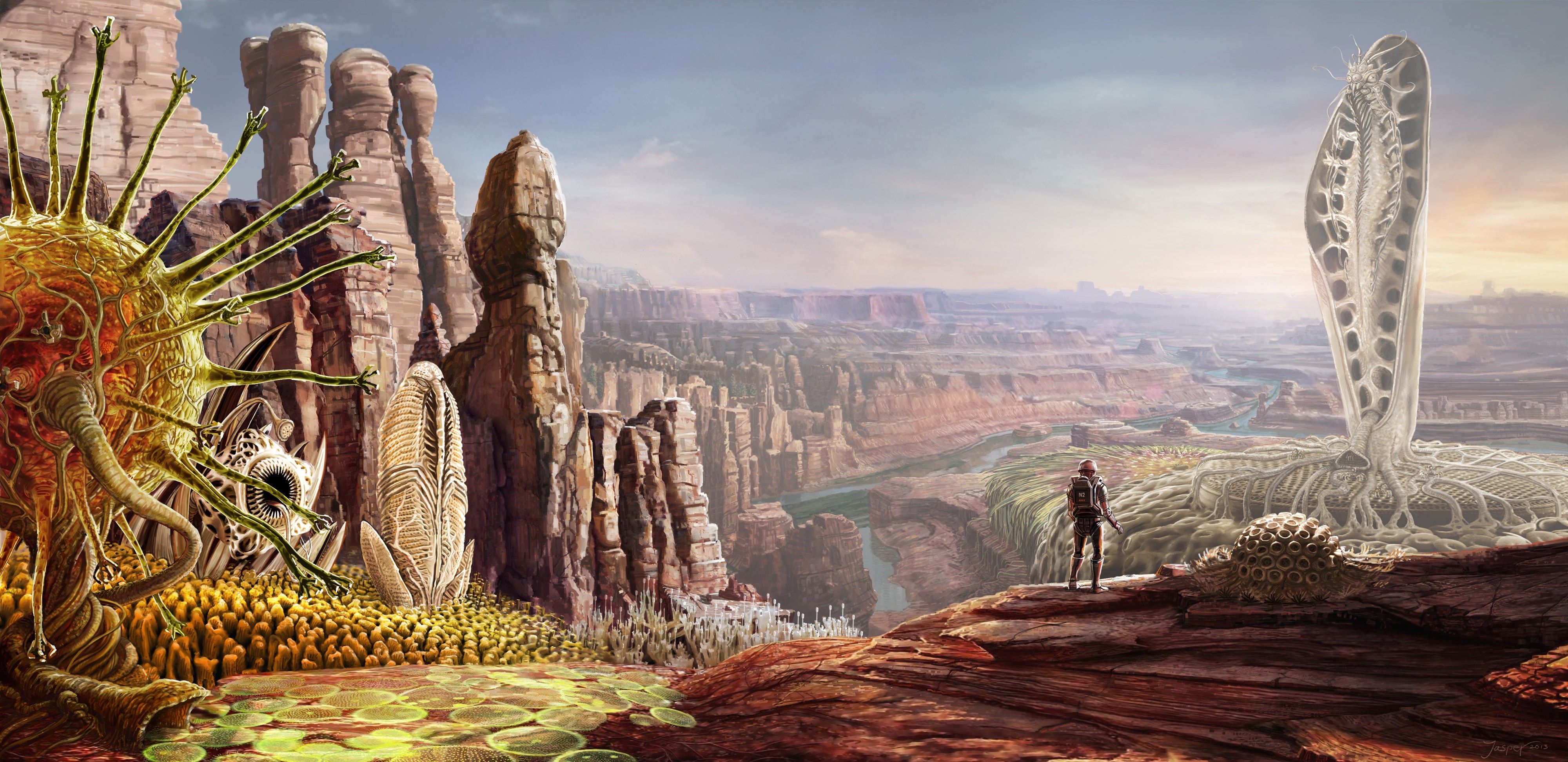 Laden Sie das Landschaft, Science Fiction, Astronaut-Bild kostenlos auf Ihren PC-Desktop herunter