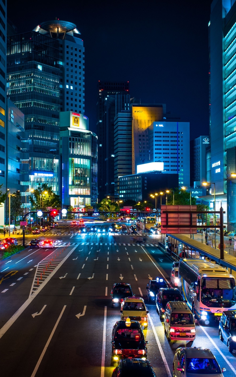 Handy-Wallpaper Städte, Straße, Japan, Nacht, Osaka, Menschengemacht, Innerortsstraße kostenlos herunterladen.