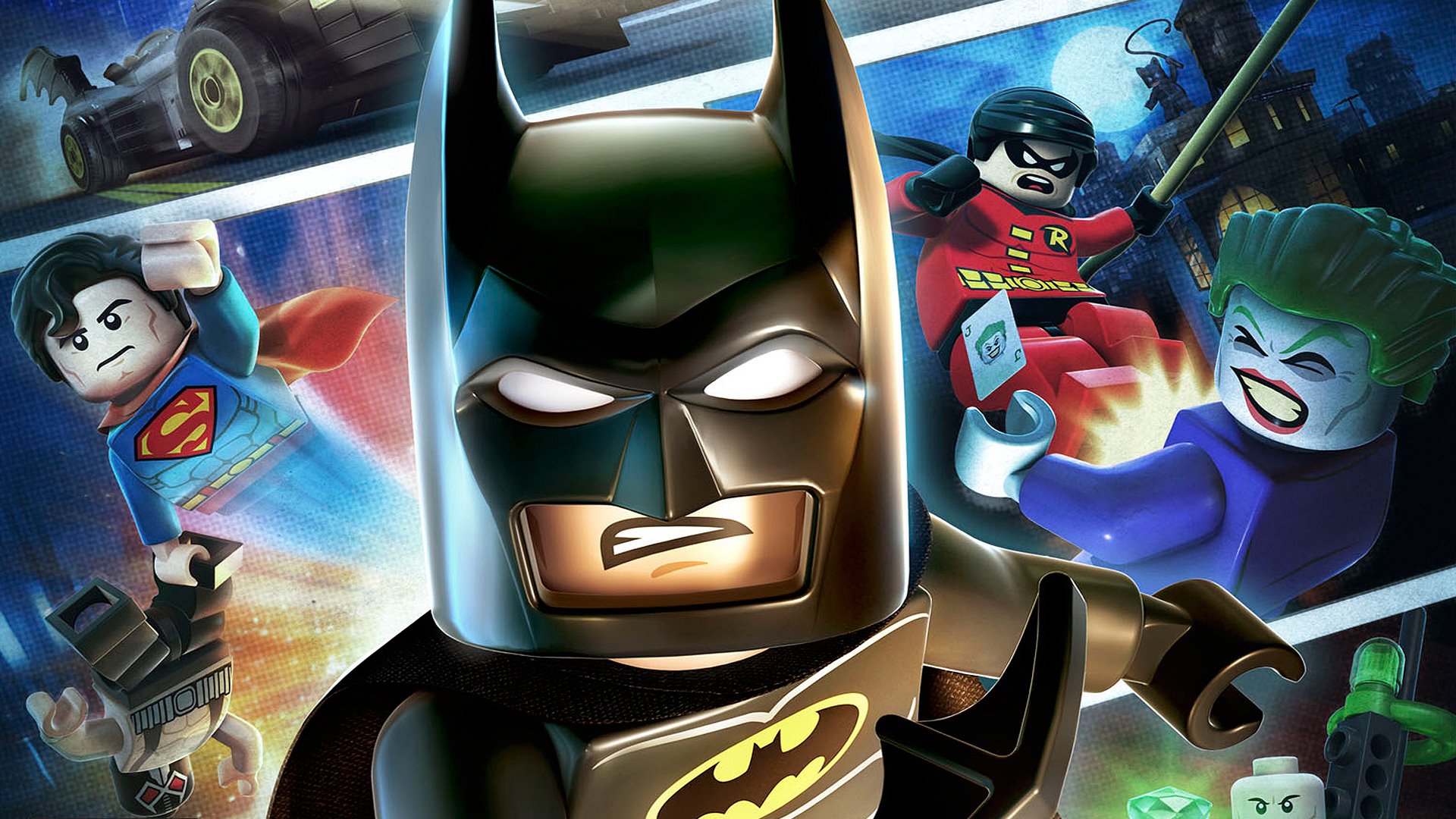 260836 скачать обои видеоигры, lego batman 2: супергерои dc, бэтмен, джокер, робин (комиксы dc), супермен, лего - заставки и картинки бесплатно