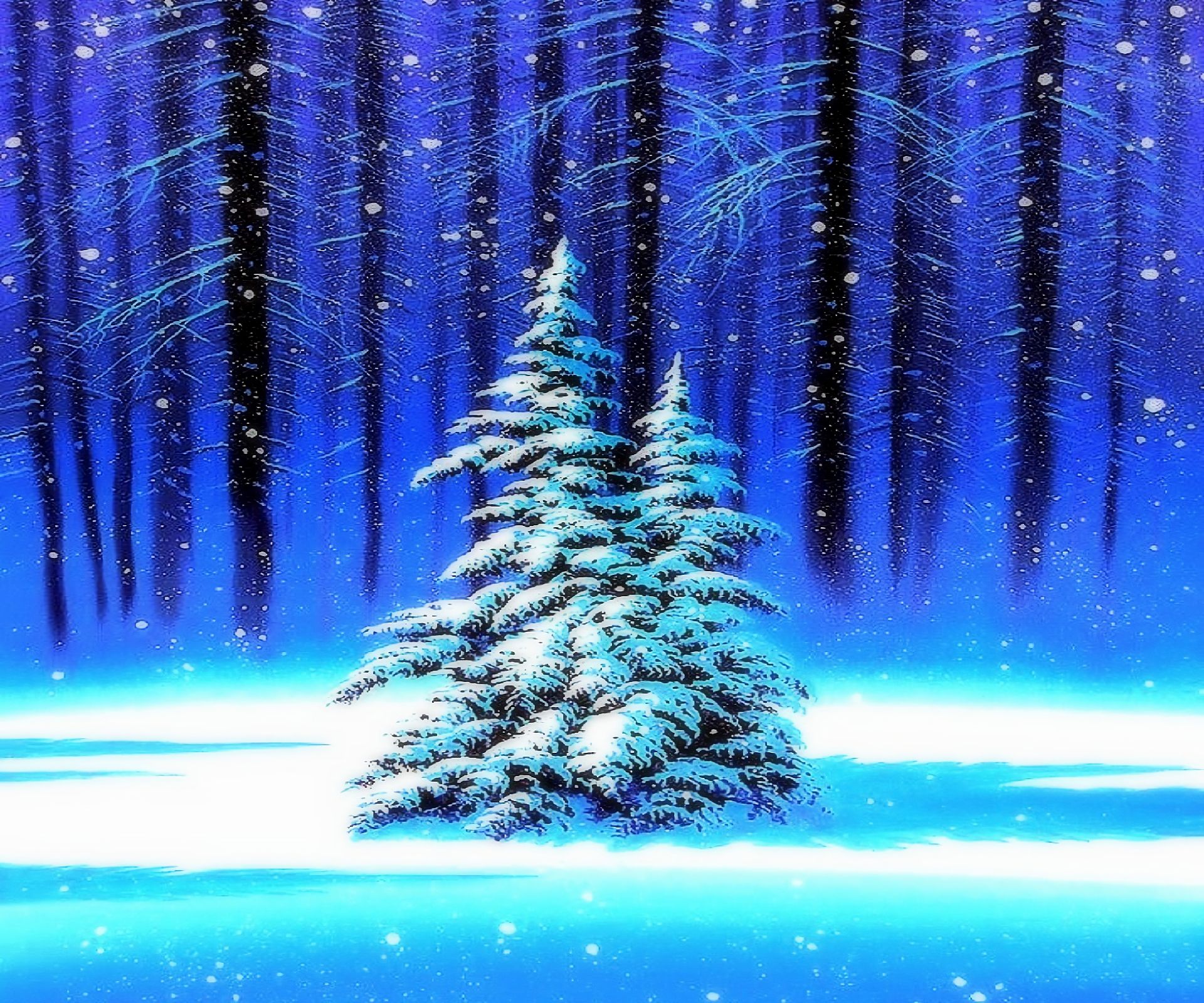 Download mobile wallpaper Winter, Snow, Forest, Tree, Artistic for free.