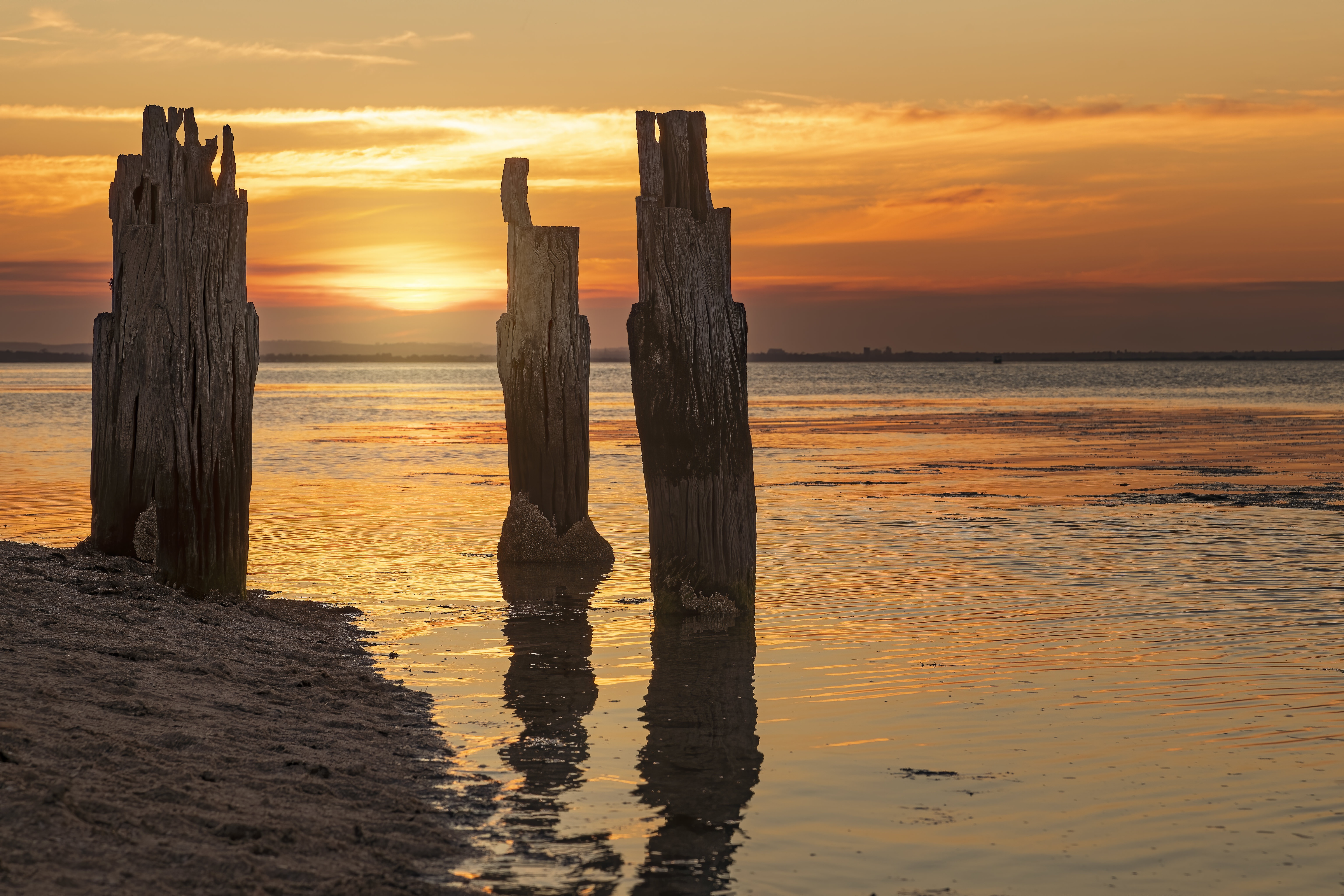 Free download wallpaper Sunset, Ocean, Earth, Ruin on your PC desktop