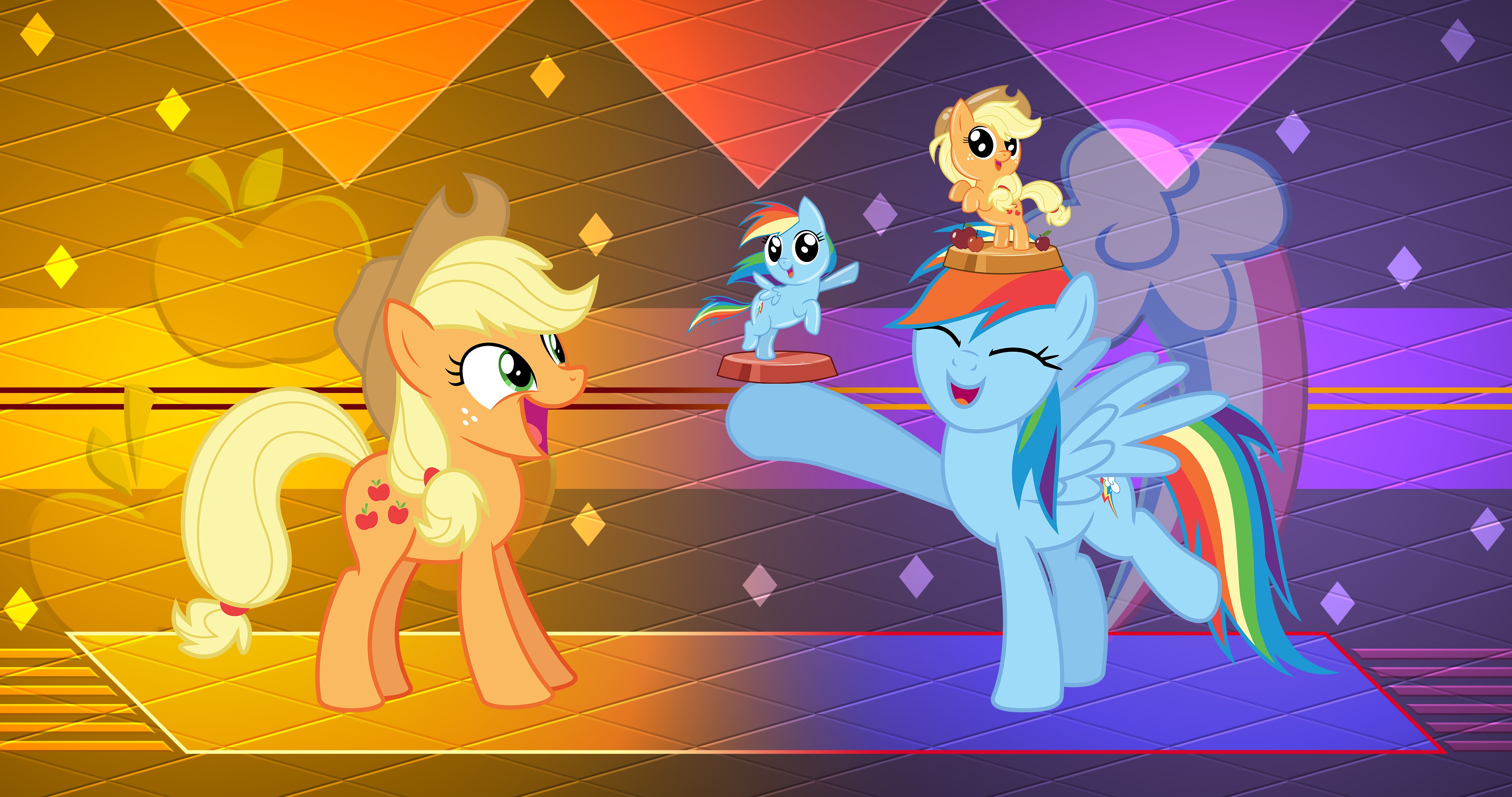 Laden Sie das Mein Kleines Pony, Fernsehserien, My Little Pony Freundschaft Ist Magie, Applejack (Mein Kleines Pony), Rainbow Dash-Bild kostenlos auf Ihren PC-Desktop herunter
