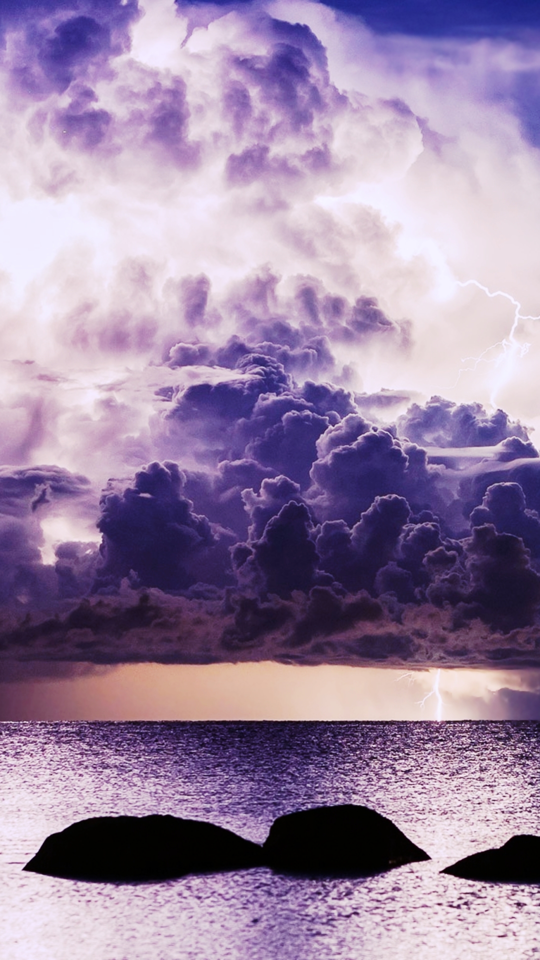 Download mobile wallpaper Nature, Sky, Sea, Lightning, Ocean, Earth, Storm, Cloud for free.