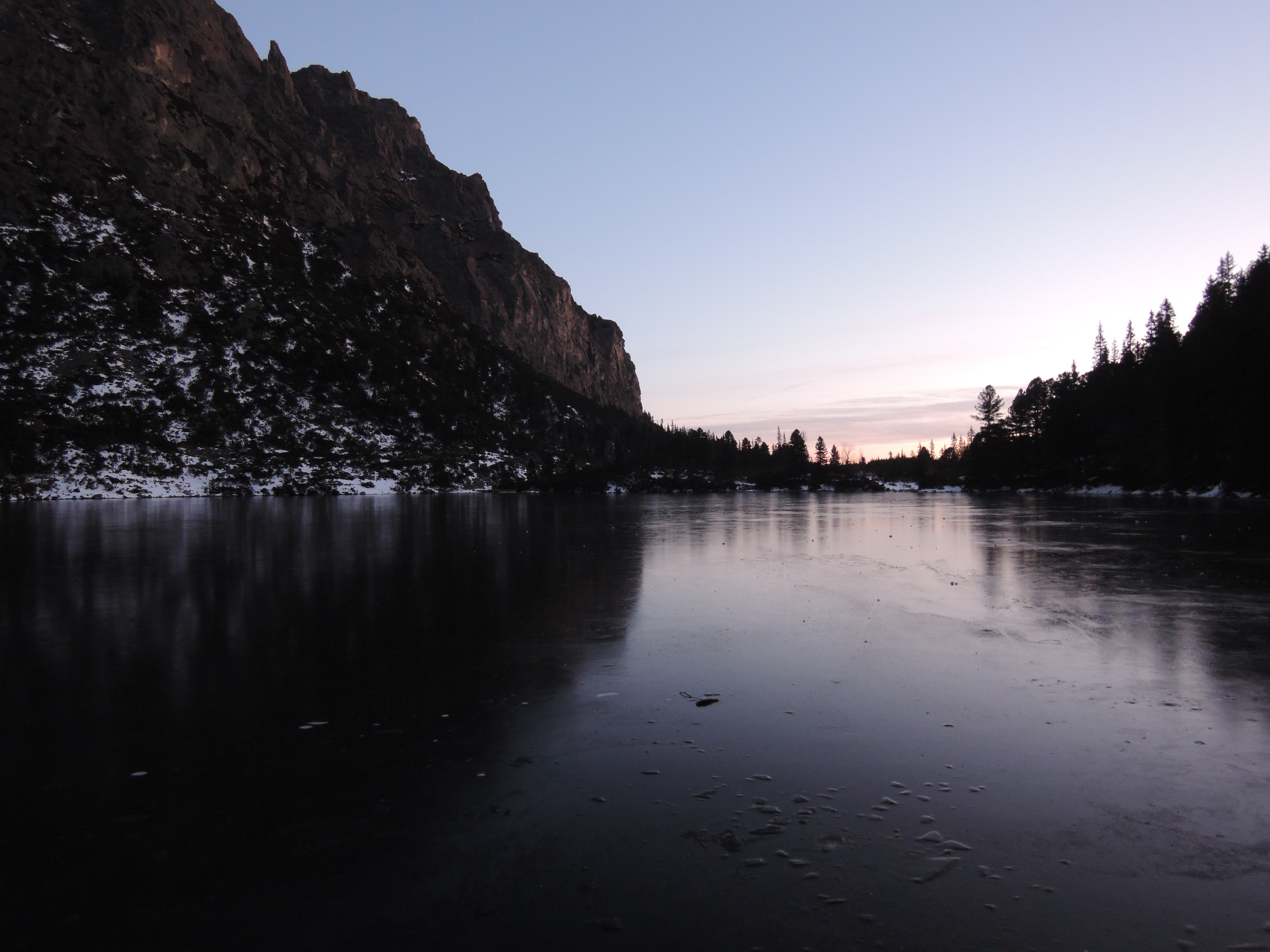 Free HD dusk, nature, ice, twilight, mountain, lake, shore, bank