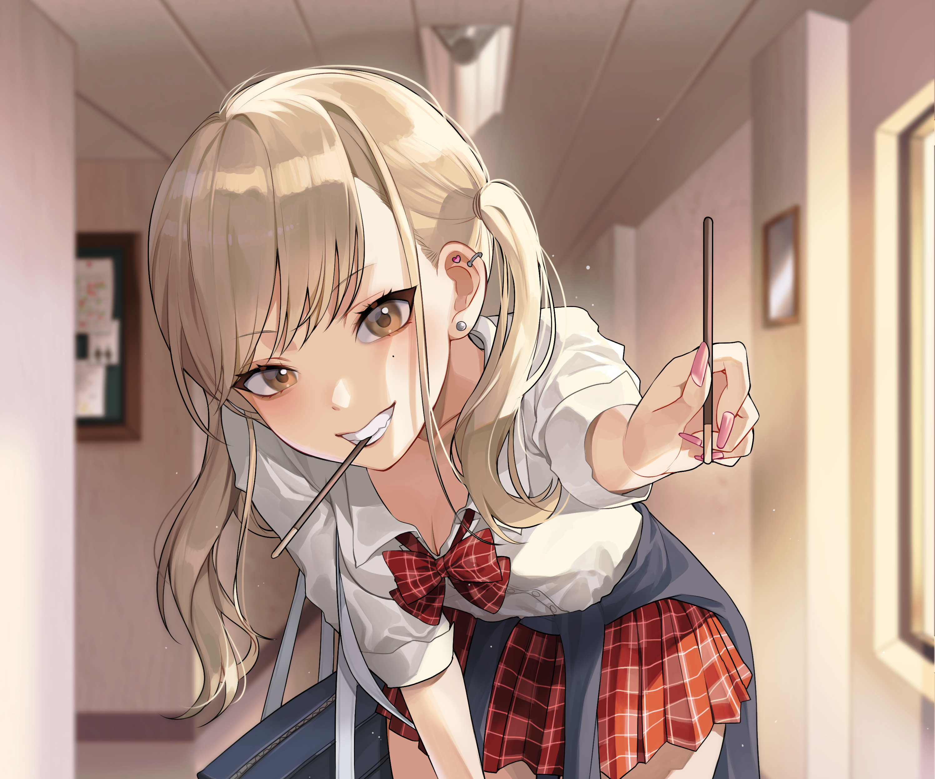 Free download wallpaper Anime, Girl, Blonde, School Uniform on your PC desktop
