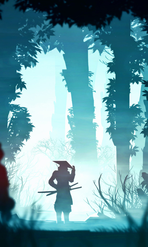 Download mobile wallpaper Fantasy, Silhouette, Forest, Fog, Warrior, Samurai for free.