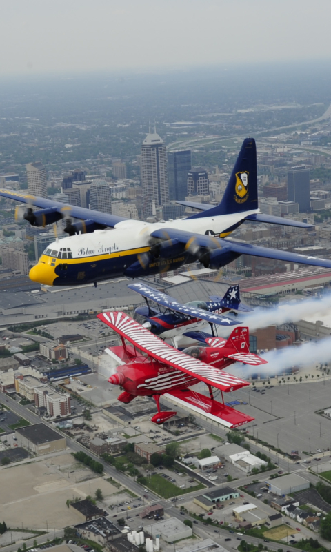 Download mobile wallpaper City, Military, Indianapolis, Marines, Air Show, Blue Angels, Military Aircraft for free.