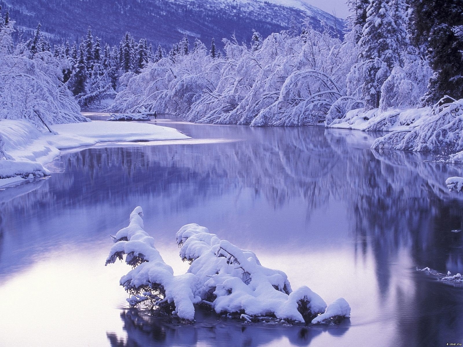 Скачать обои бесплатно Река, Зима, Пейзаж картинка на рабочий стол ПК