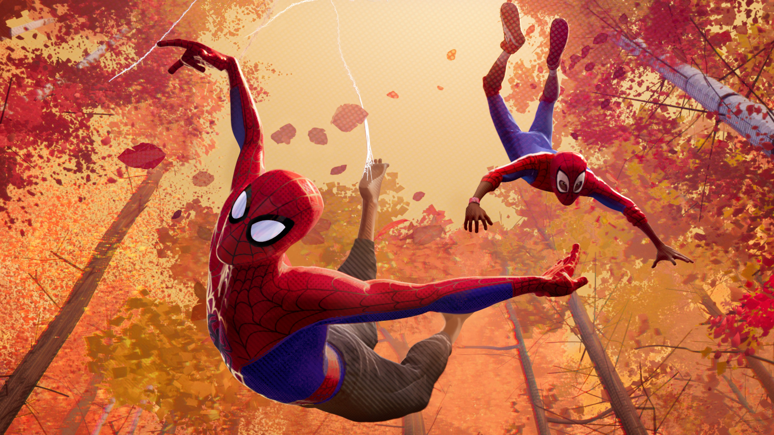 Download mobile wallpaper Spider Man, Movie, Superhero, Peter Parker, Miles Morales, Spider Man: Into The Spider Verse for free.