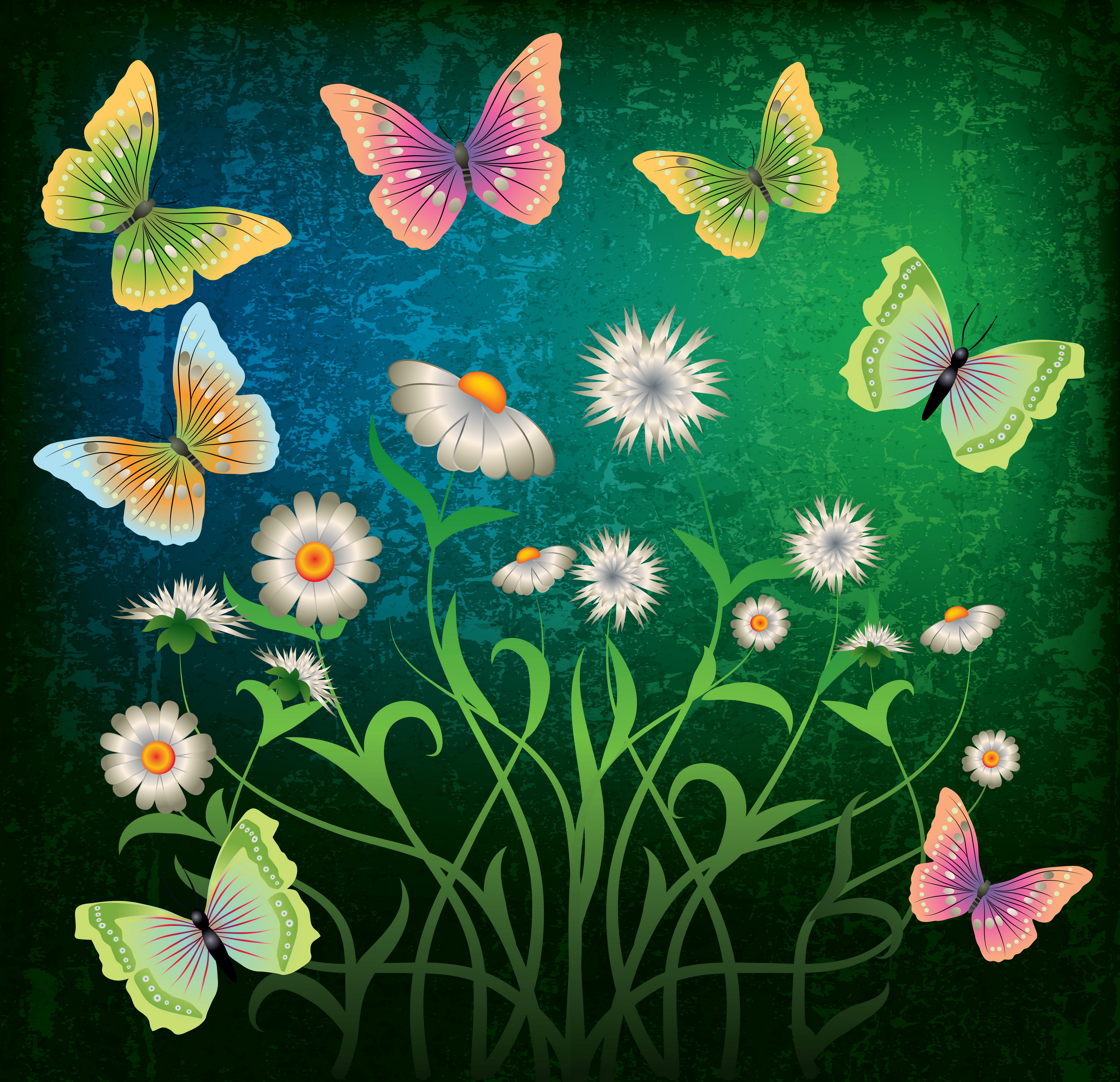 Handy-Wallpaper Schmetterlinge, Blume, Frühling, Künstlerisch kostenlos herunterladen.