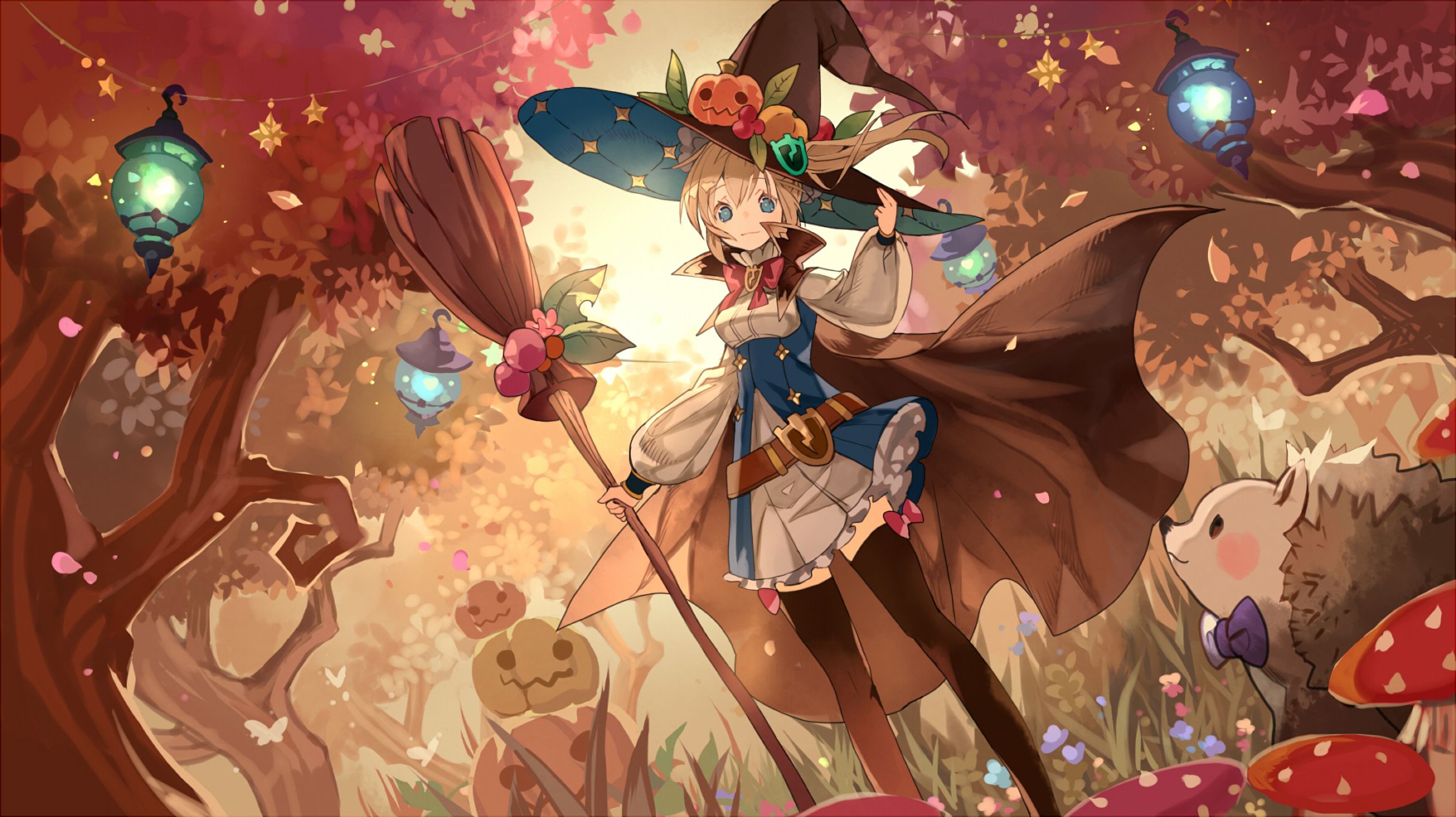 Download mobile wallpaper Anime, Fantasy, Halloween, Pumpkin, Witch for free.