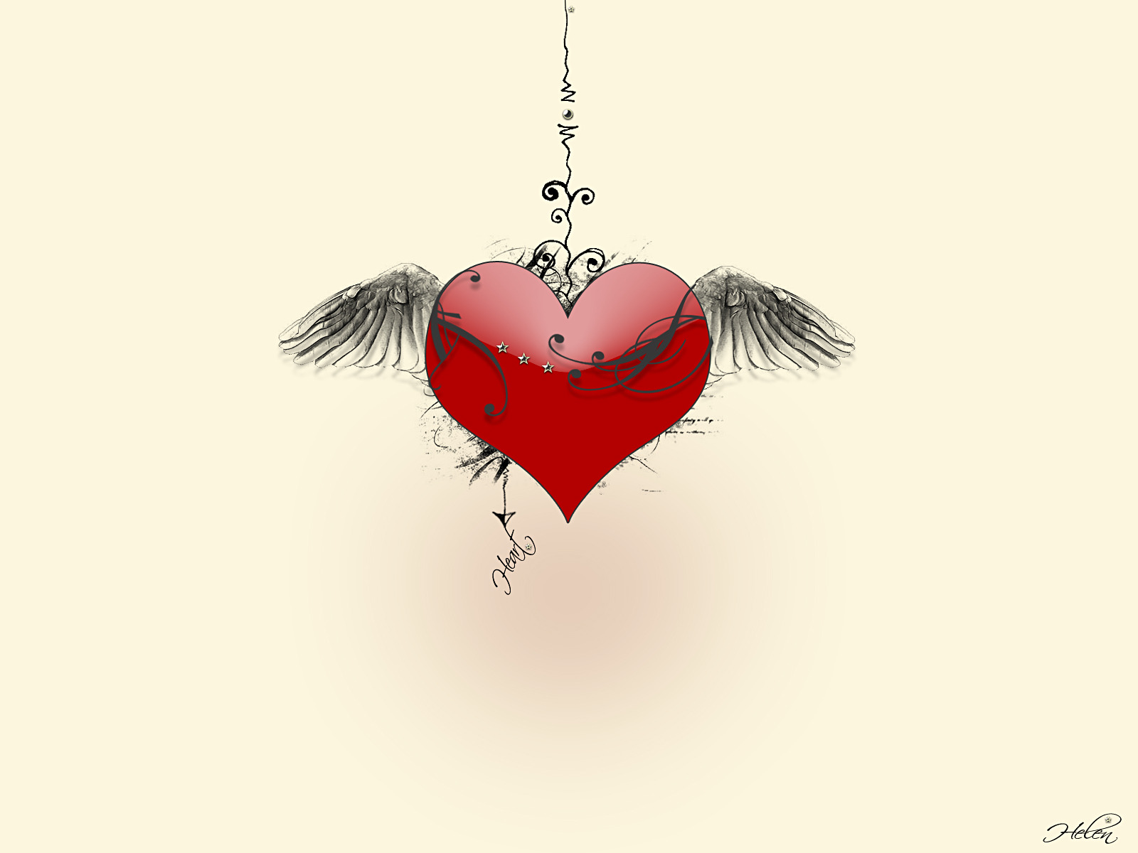 Скачать обои бесплатно Любовь, Крылья, Сердце, Художественные картинка на рабочий стол ПК