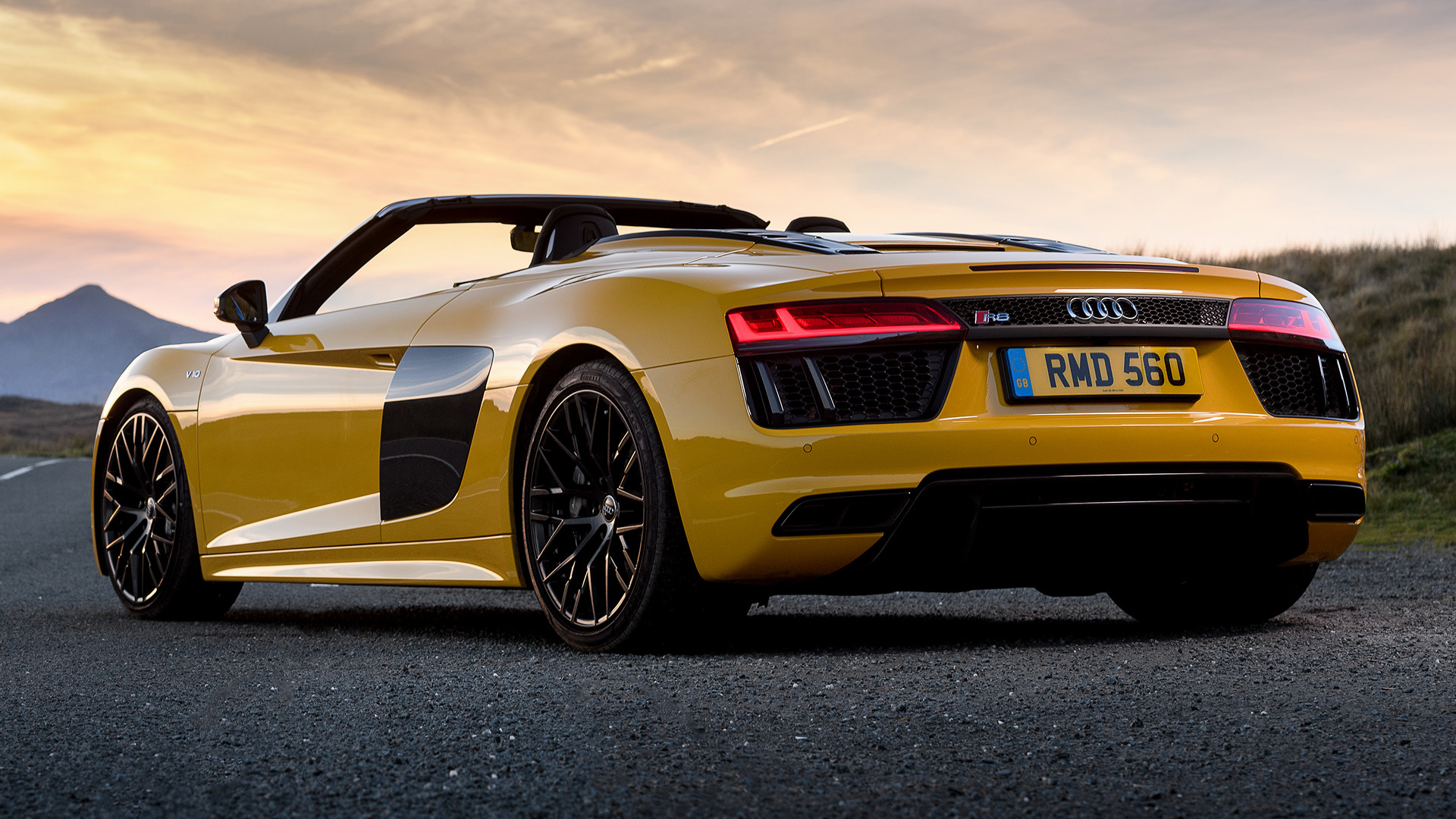 Download mobile wallpaper Audi, Car, Roadster, Vehicles, Yellow Car, Audi R8 V10 for free.