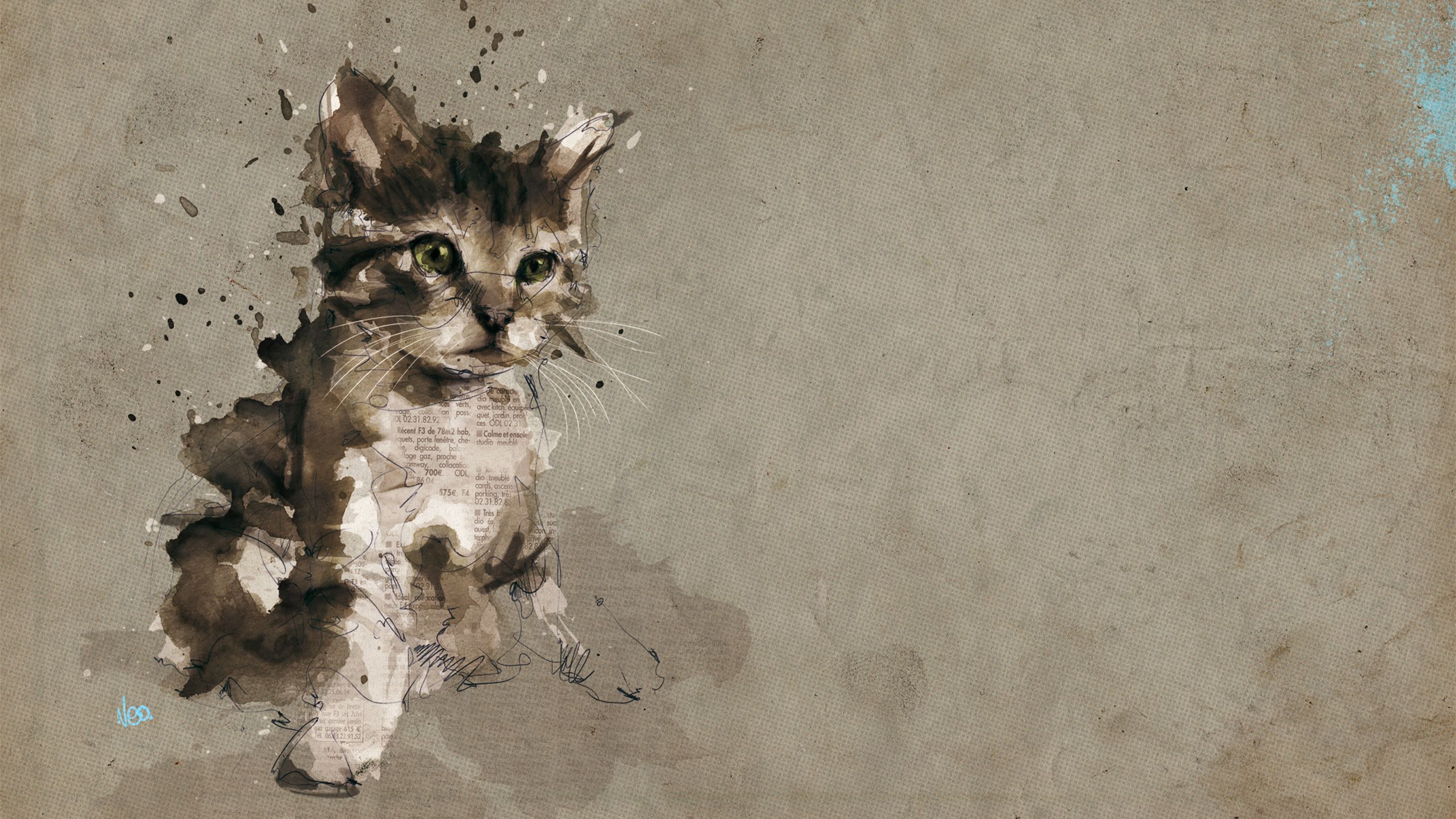 56748壁紙のダウンロードアート, グレー, ネコ, 猫, キティ, 子猫, 画像, ドローイング, 灰色-スクリーンセーバーと写真を無料で