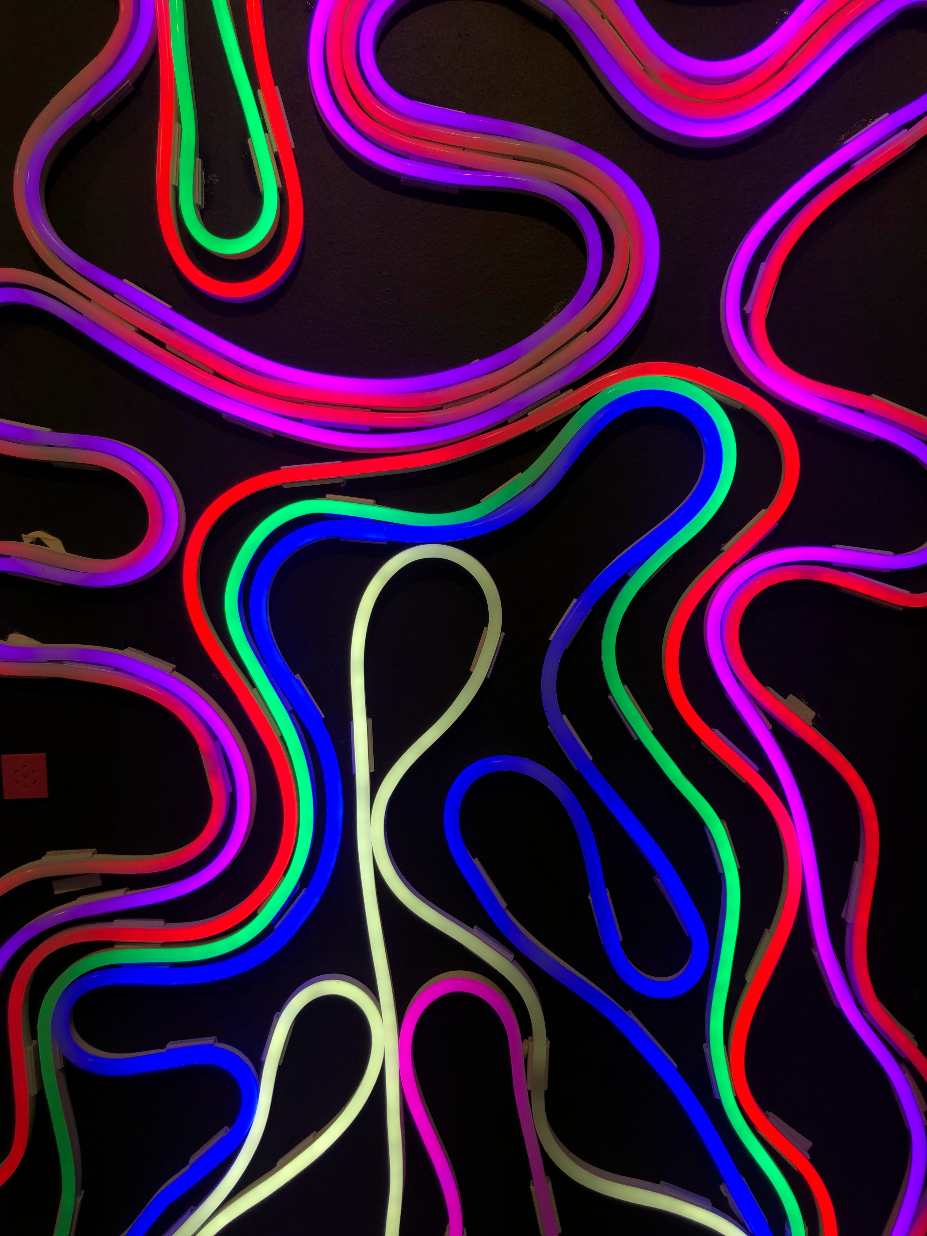 Download mobile wallpaper Streaks, Motley, Stripes, Abstract, Neon, Multicolored, Lines for free.