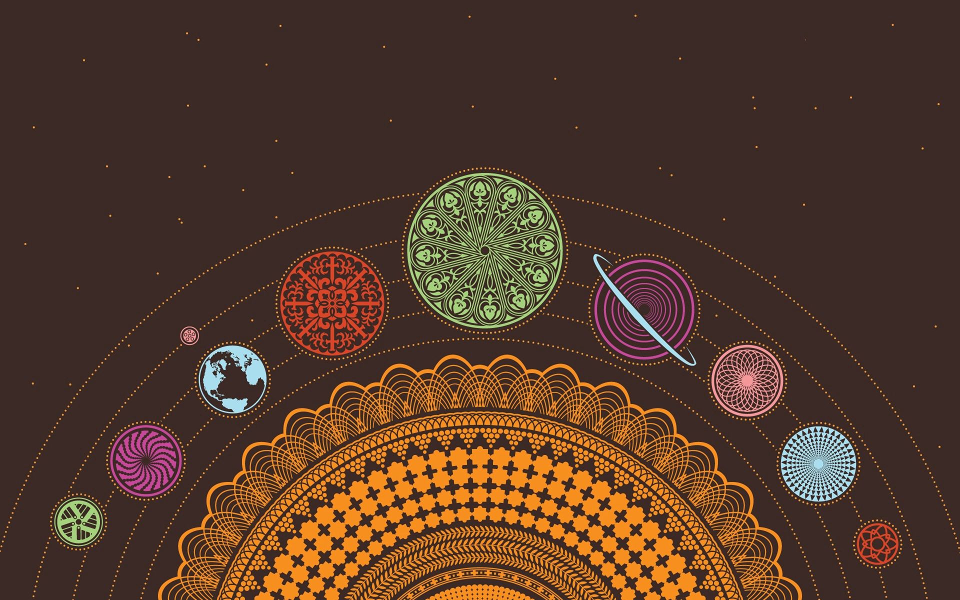Free download wallpaper Motley, Divination, Multicolored, Rotation, Planets, Vector on your PC desktop