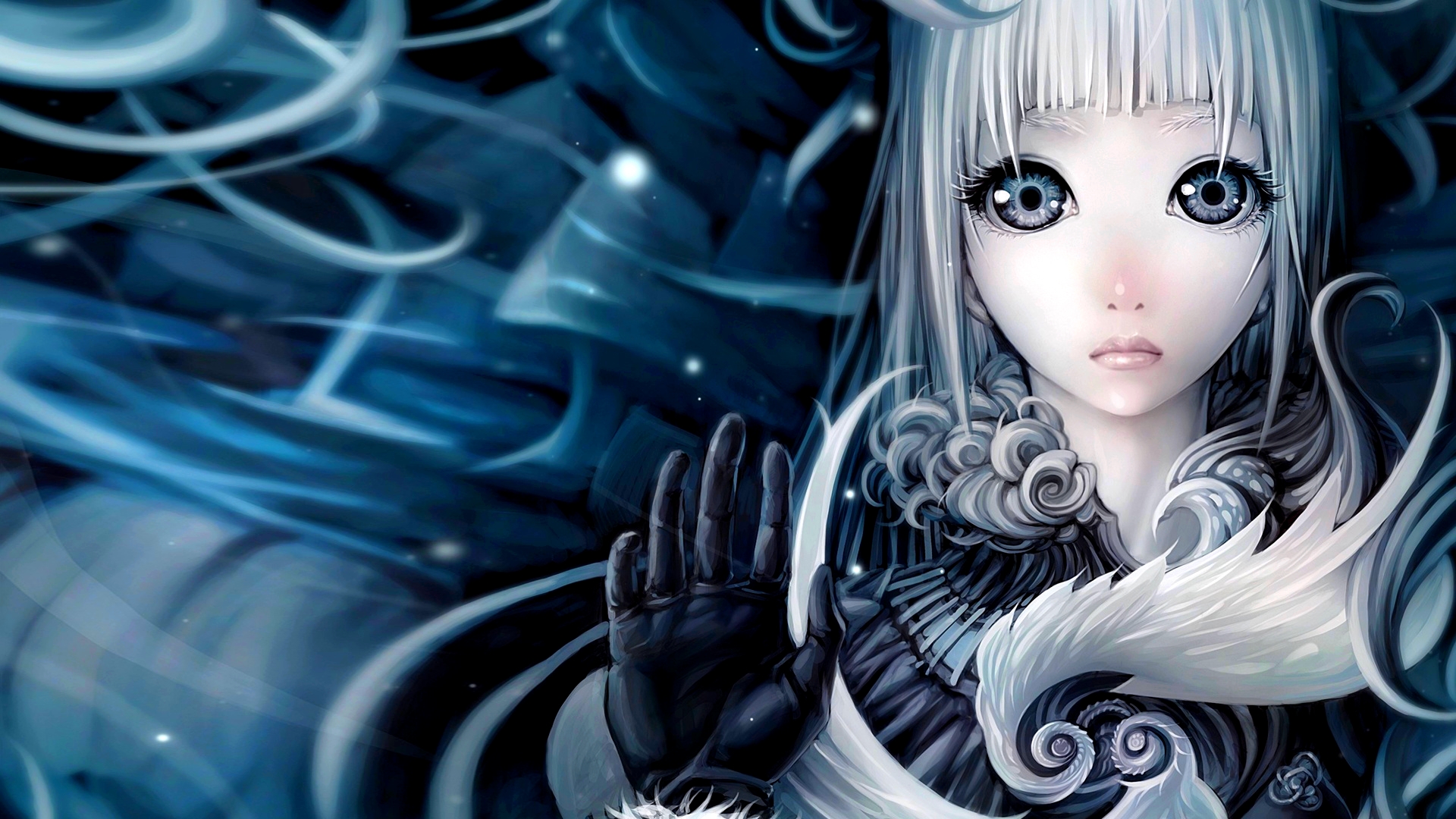 Download mobile wallpaper Anime, Girl, Sad, Blue Eyes, White Hair for free.