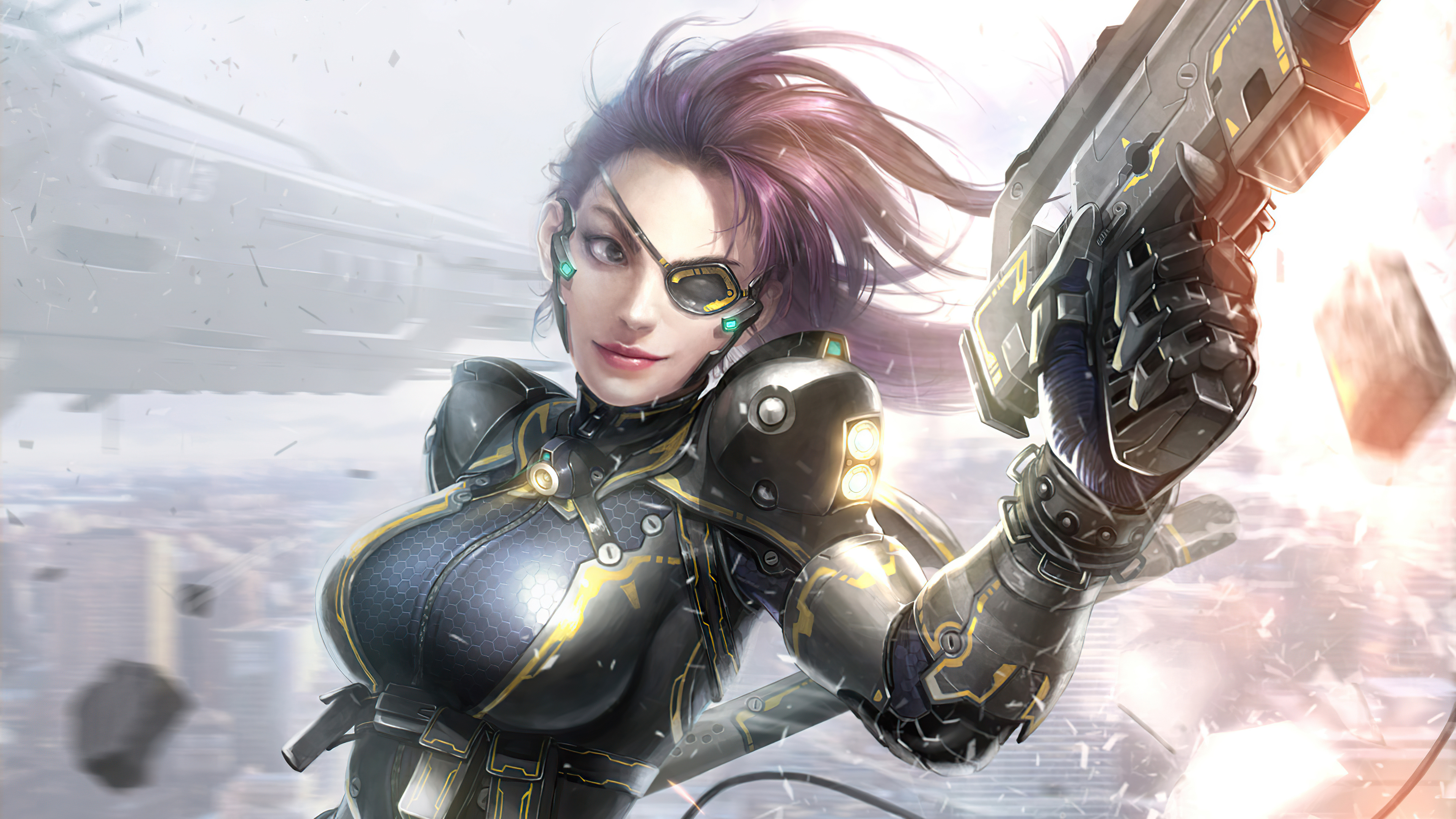 Download mobile wallpaper Weapon, Sci Fi, Cyborg, Woman Warrior for free.