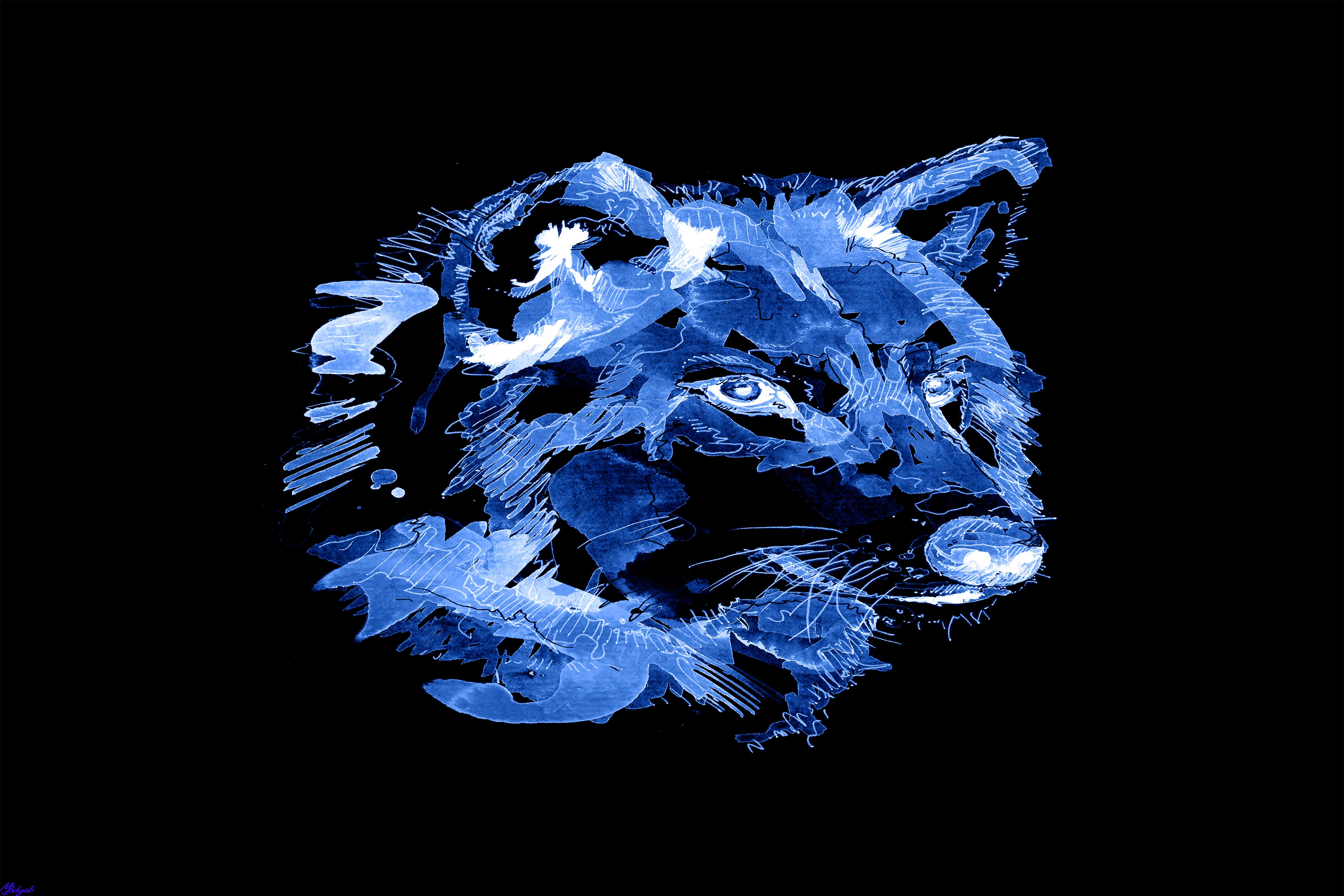 無料モバイル壁紙ファンタジー, 青い, 狼, 描く, ファンタジー動物をダウンロードします。