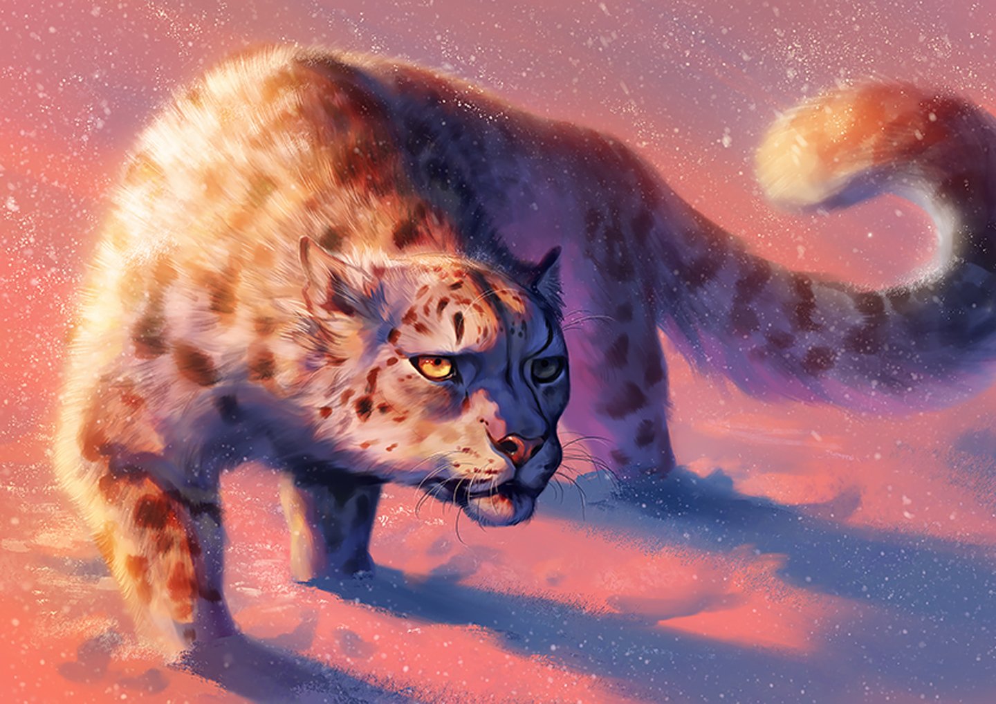 Download mobile wallpaper Cats, Fantasy, Snow Leopard, Cat, Animal, Creature for free.