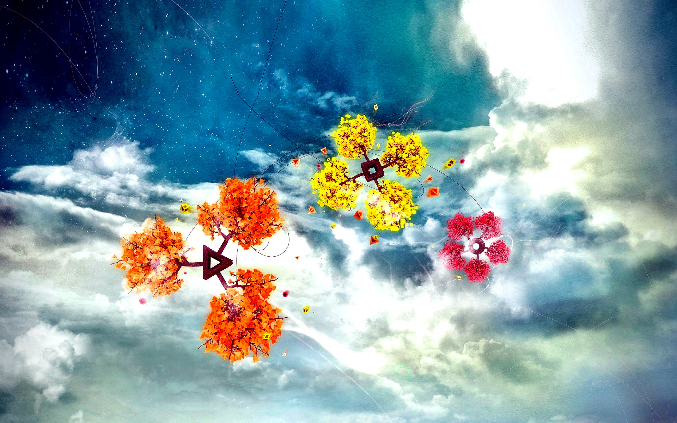 Download mobile wallpaper Fantasy, Flower, Artistic, Cloud for free.