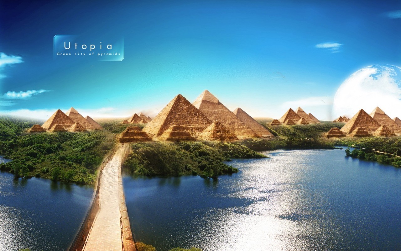 pyramids, fantasy, landscape 4K