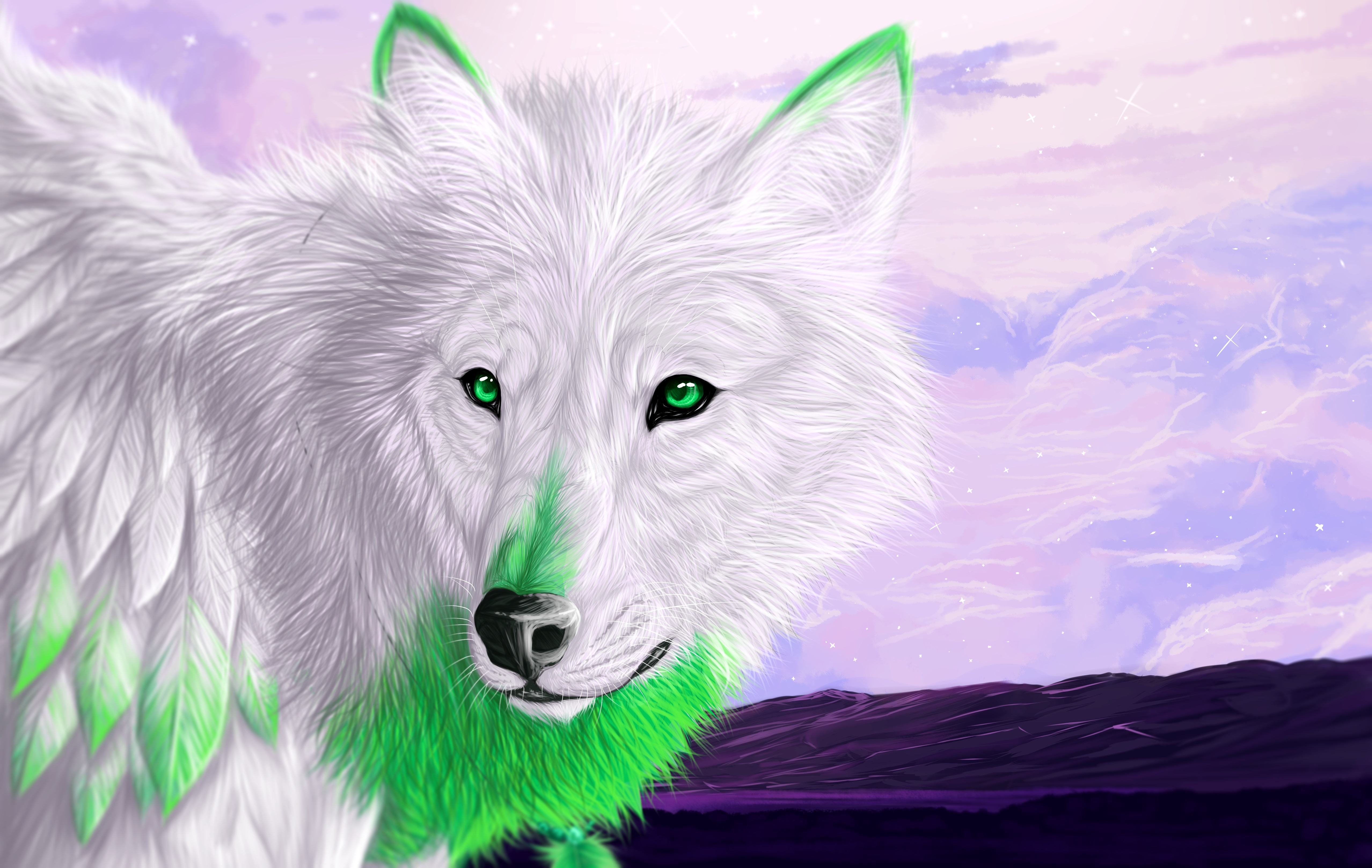 Laden Sie das Fantasie, Wolf, Grüne Augen, Fantasietiere-Bild kostenlos auf Ihren PC-Desktop herunter