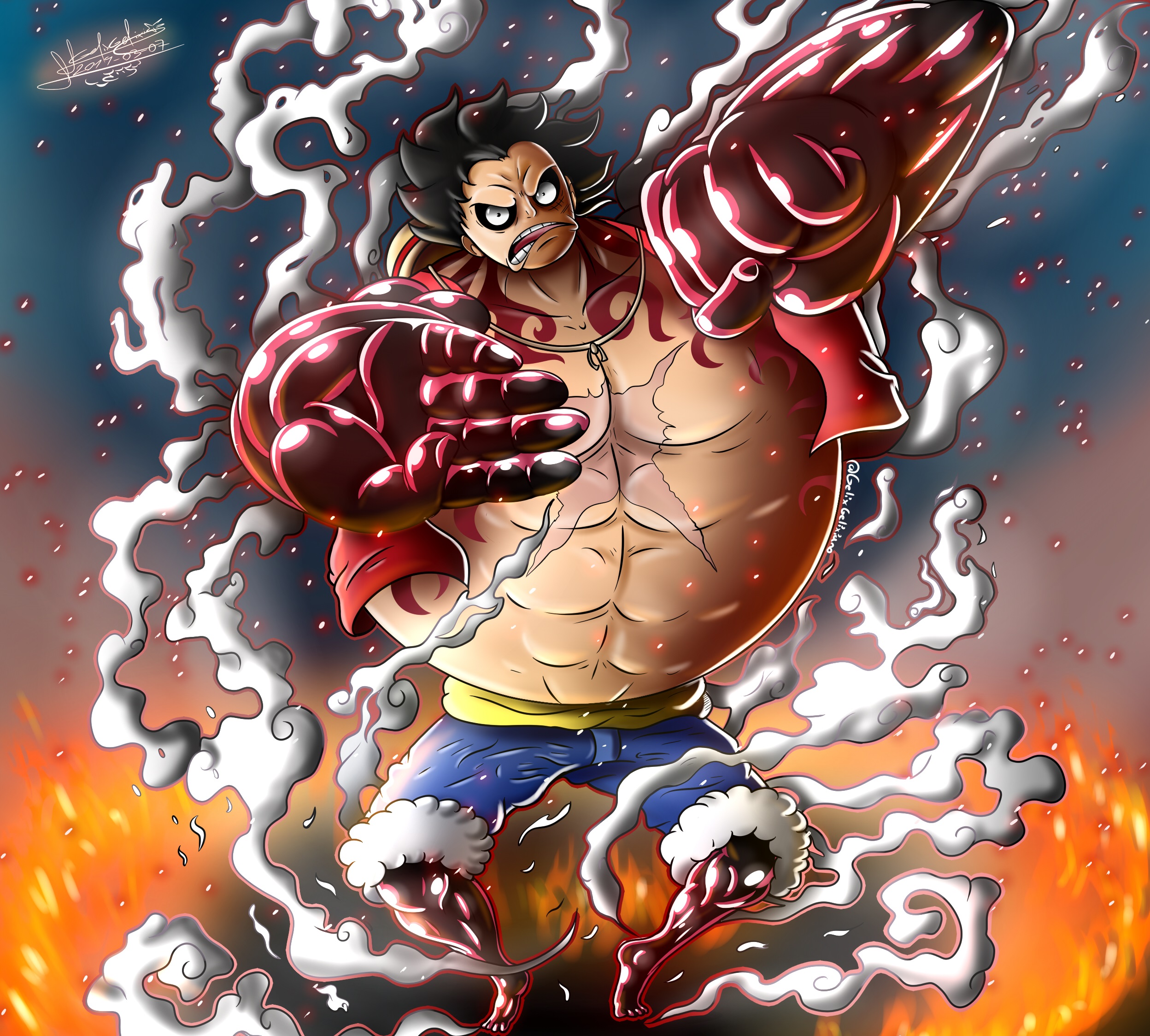 Download mobile wallpaper Anime, One Piece, Monkey D Luffy, Snake Man (Mega Man), Gear Fourth for free.