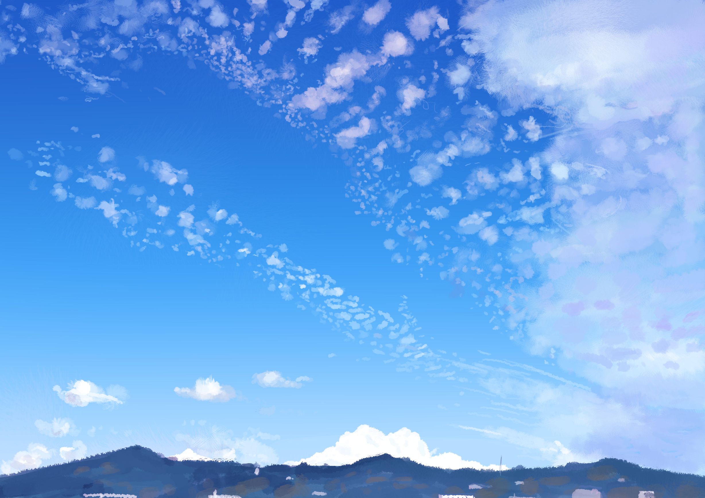 Handy-Wallpaper Gebirge, Wolke, Himmel, Animes kostenlos herunterladen.