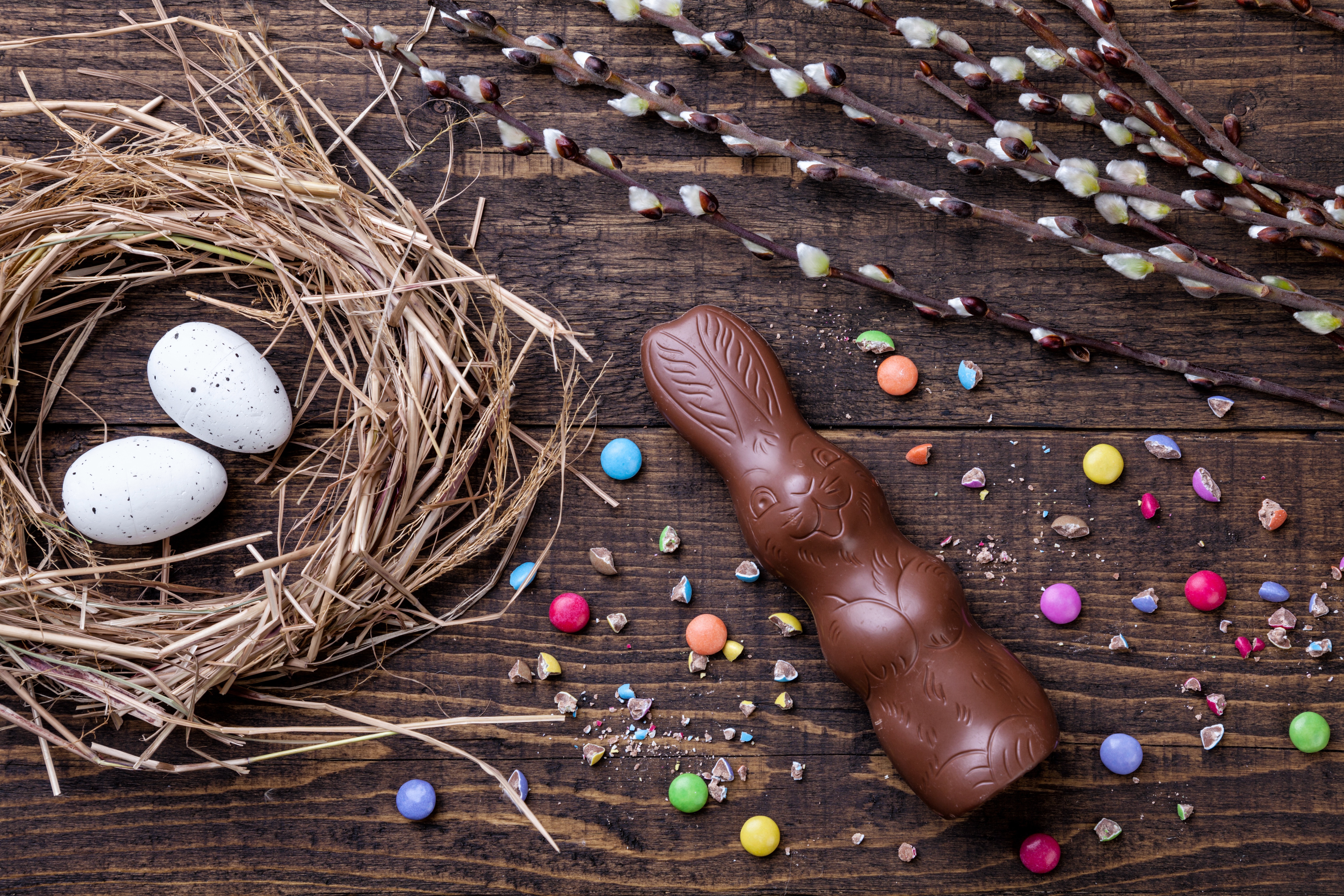 holiday, easter, candy, chocolate, nest, still life