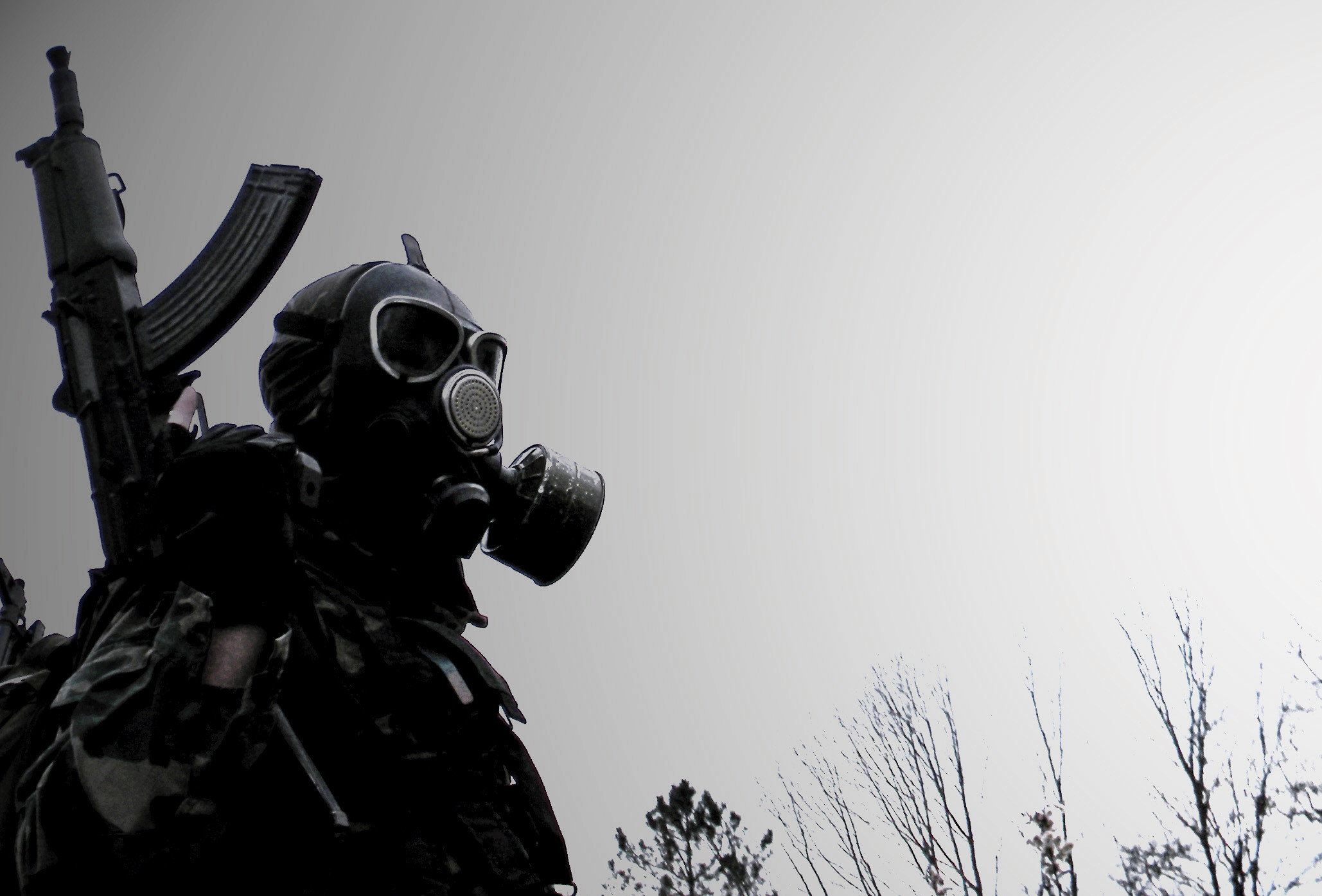 Download mobile wallpaper Gas Mask, Dark for free.