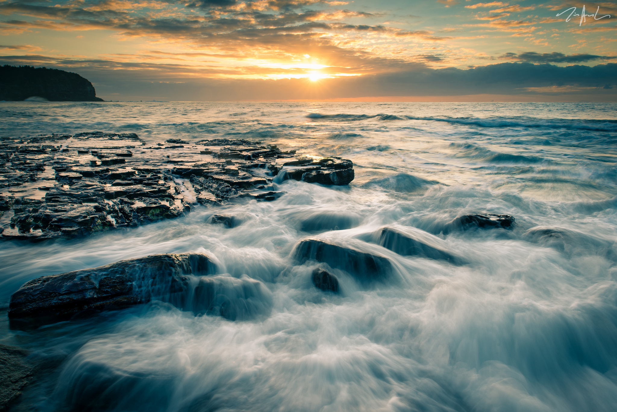 Download mobile wallpaper Sunset, Sea, Earth, Stone, Australia, Seascape for free.