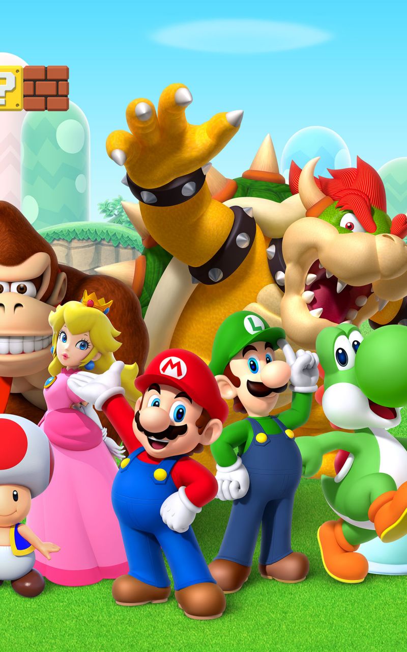 Handy-Wallpaper Mario, Computerspiele, Super Mario Bros, Yoshi, Prinzessin Peach, Bowser, Luigi kostenlos herunterladen.